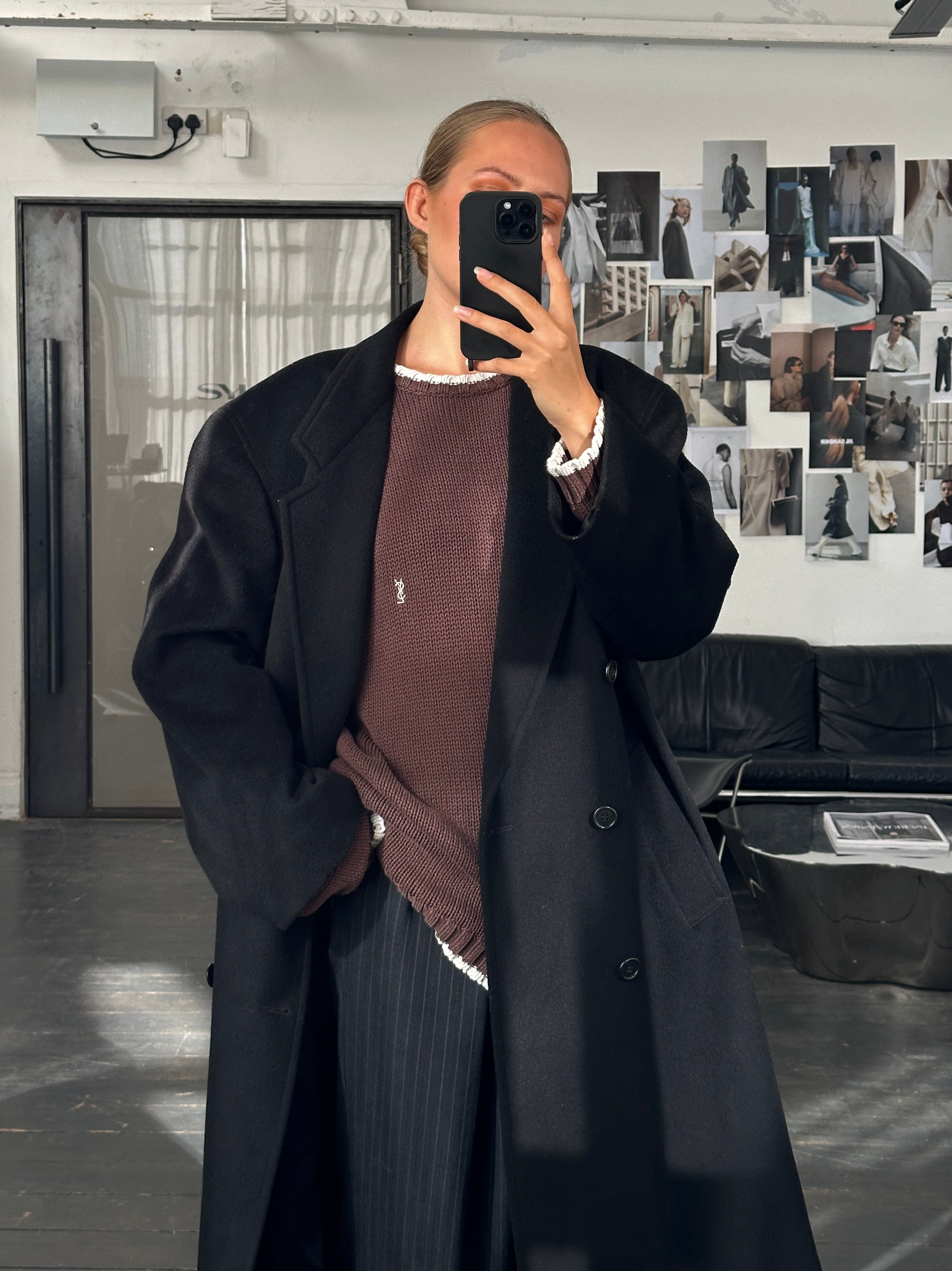 Pierre Cardin 1990s double-breasted wool coat in XXL, featuring classic tailored style and button details.