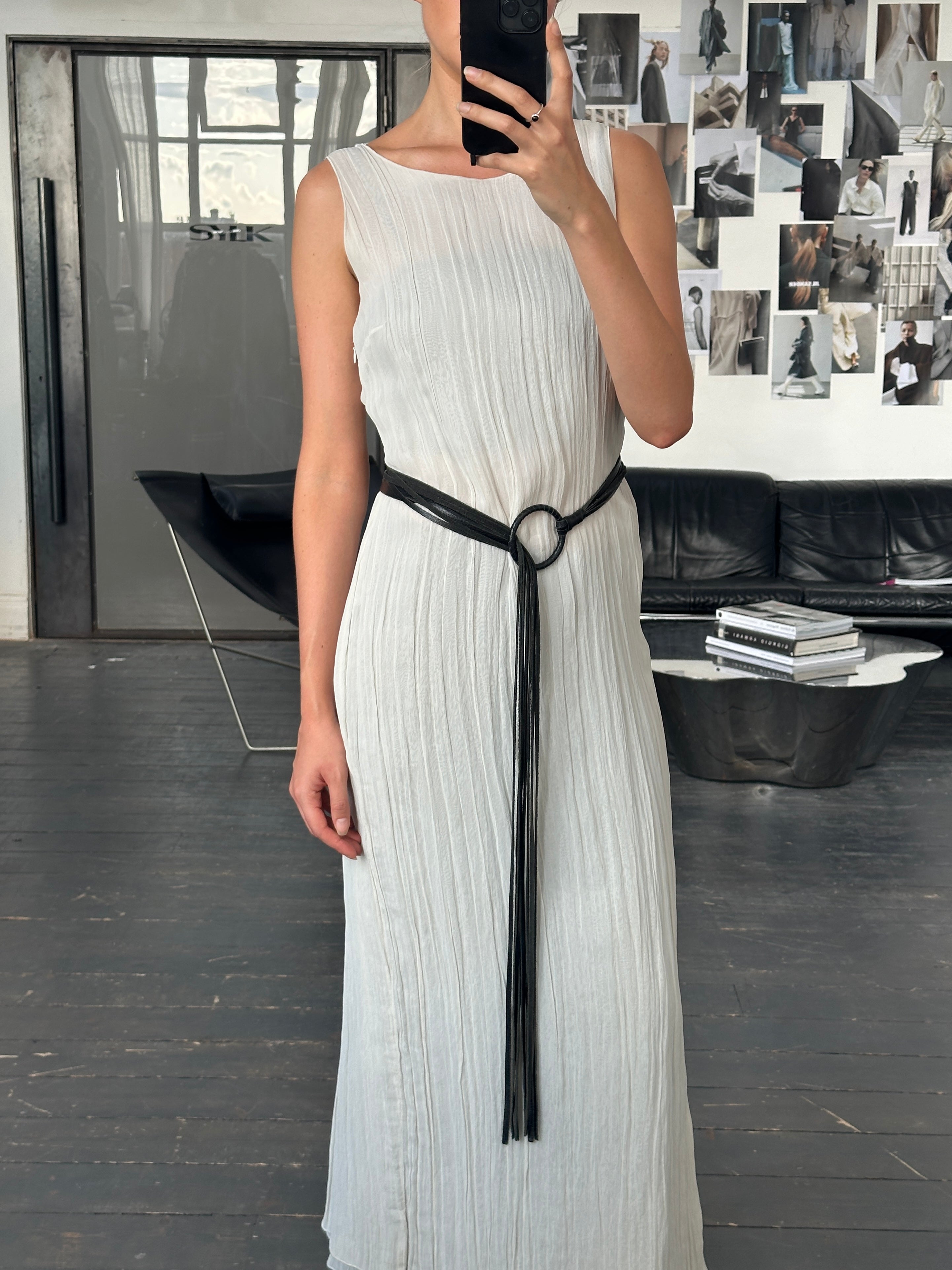 Vintage leather tassel belt, one size, featuring tassel details and classic design, suitable for casual or dressy outfits.