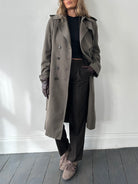 Burberry Wool Double Breasted Belted Trench Coat - M - SYLK