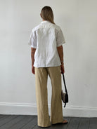 Max Mara Linen Stripe Wide Leg Mid Rise Trousers - W32 - SYLK