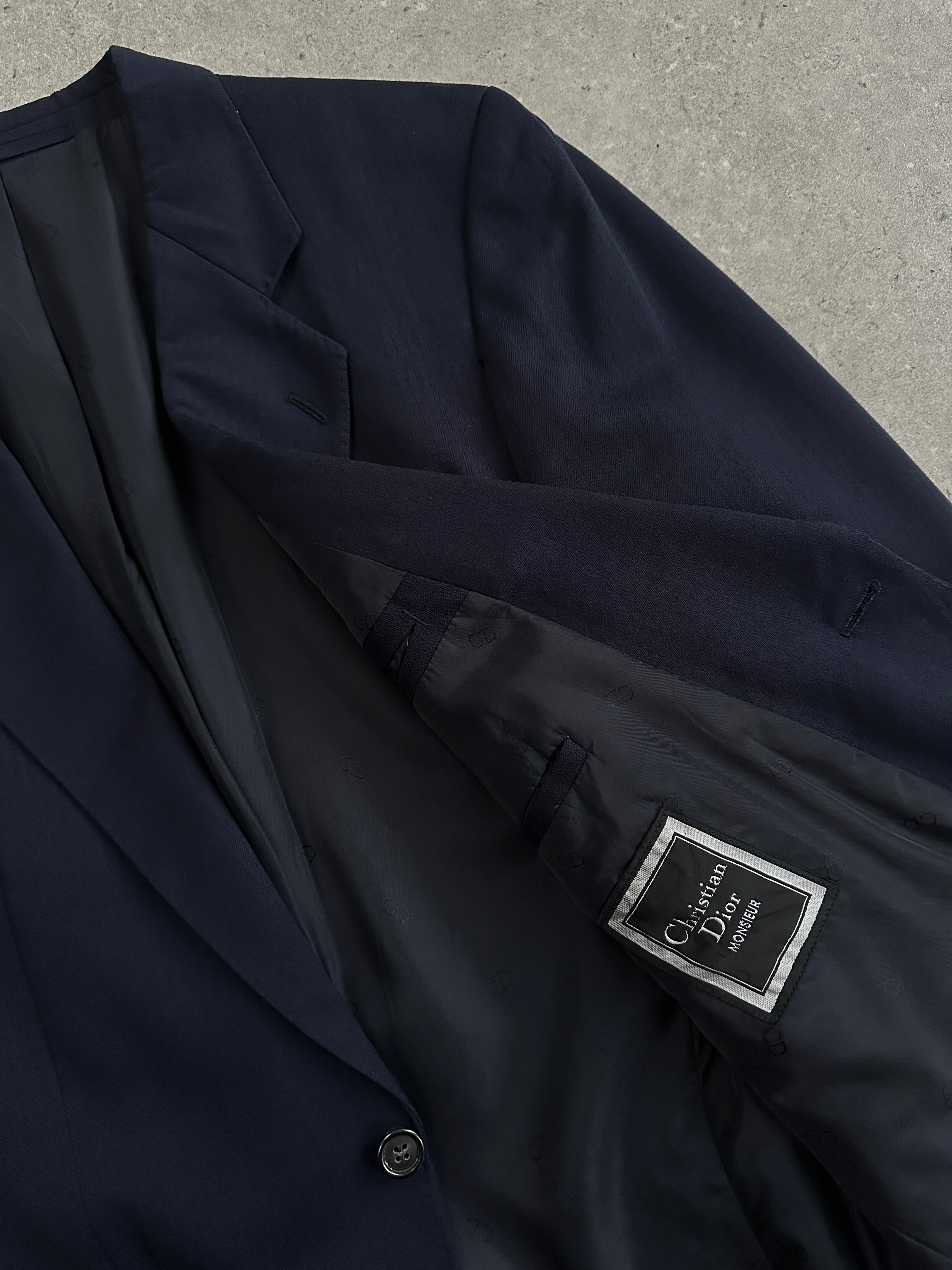 Christian Dior Monsieur 1990s pure wool blazer in size 40R/L, tailored fit with classic lapel and button closure.