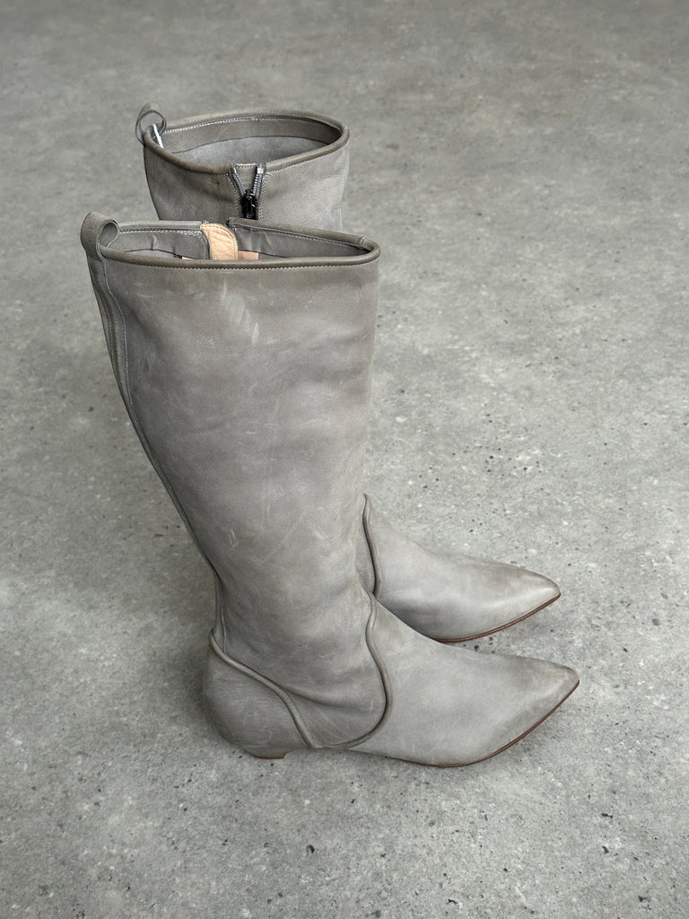 Italian Vintage Nubuck Leather Knee Boots - UK 3 1/2 / EUR 4 1/2 - SYLK