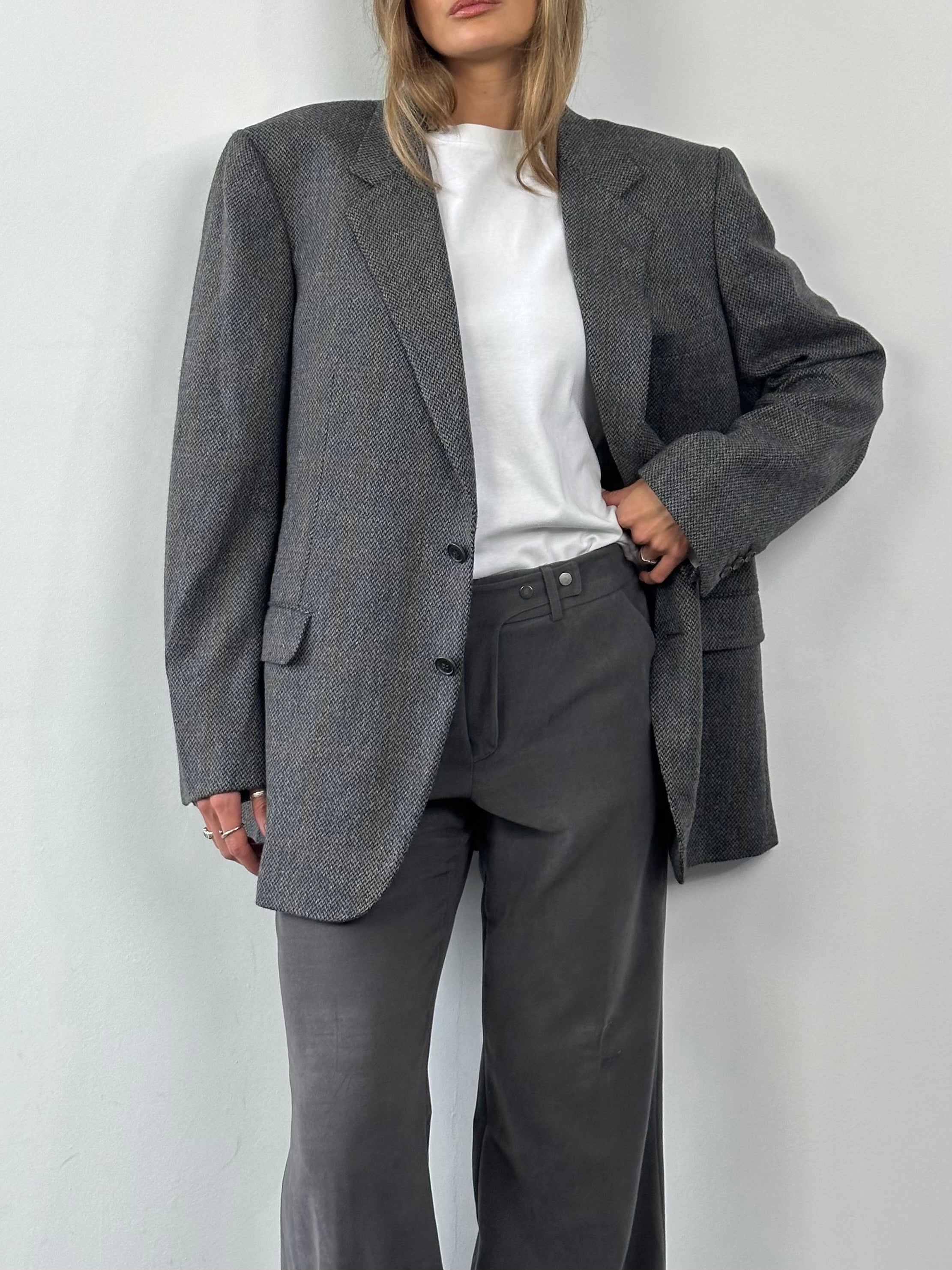 Burberry Brushed Wool Cashmere Check Single Breasted Blazer - XL/XXL - SYLK