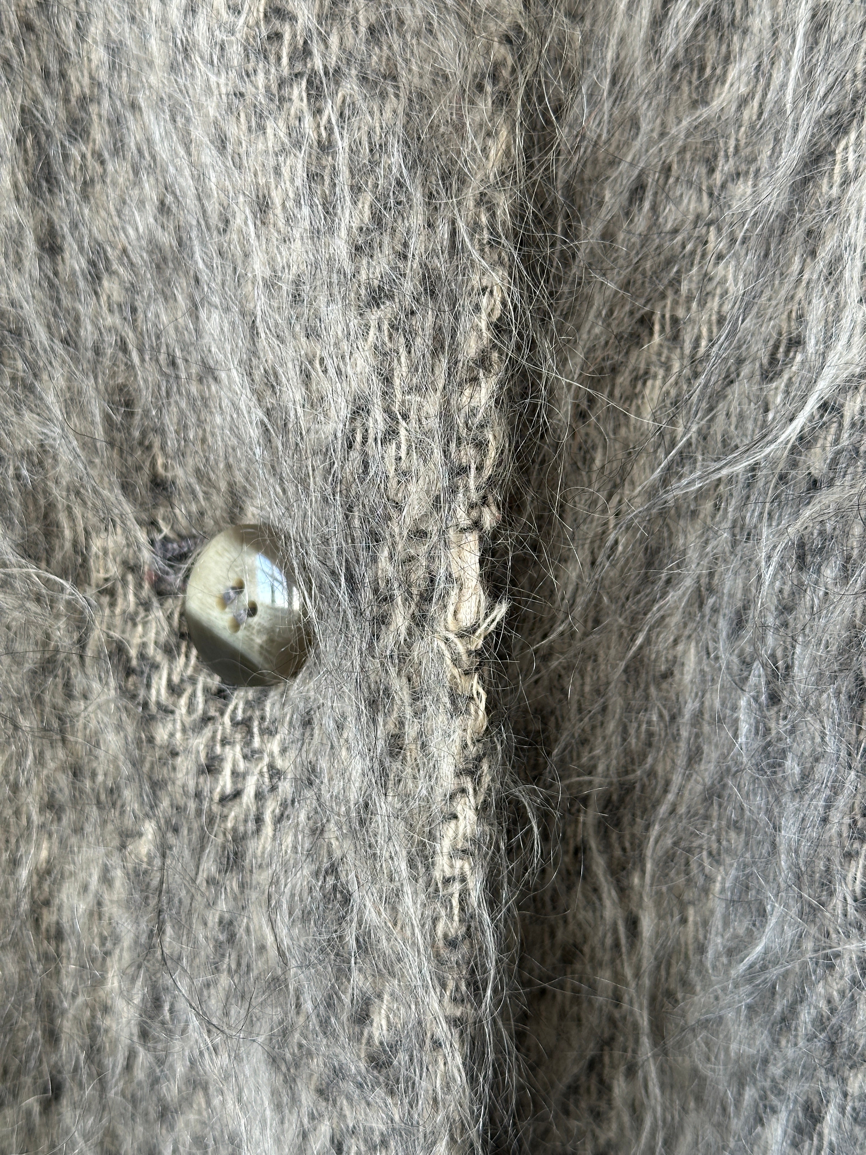 Jaeger mohair wool fuzzy belted coat in size L, cozy and stylish outerwear with a textured, fuzzy finish.