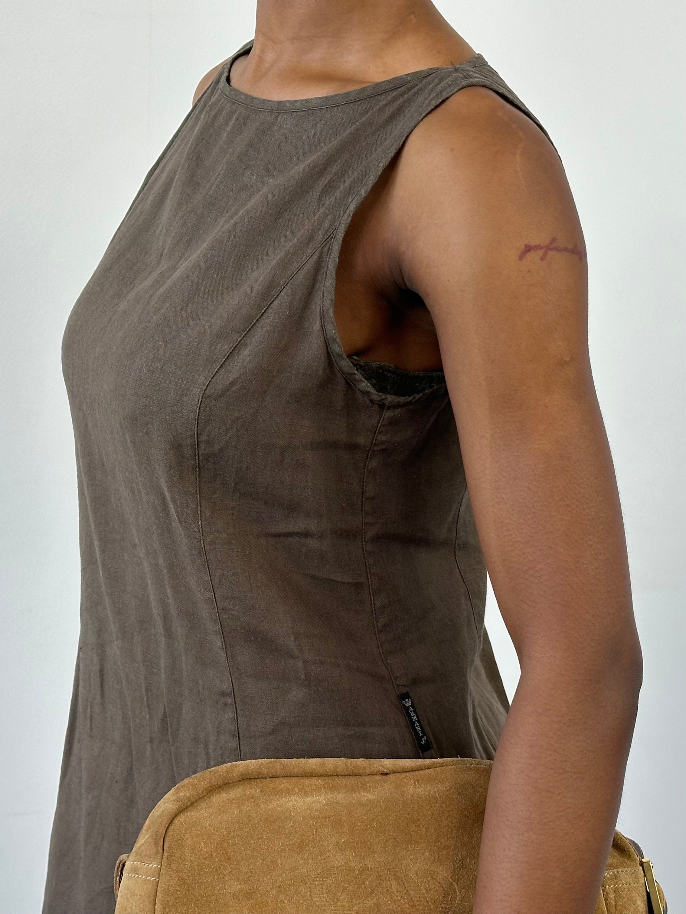 Armani Jeans 1990s Pure Linen Midi Sleeveless Dress - M - SYLK