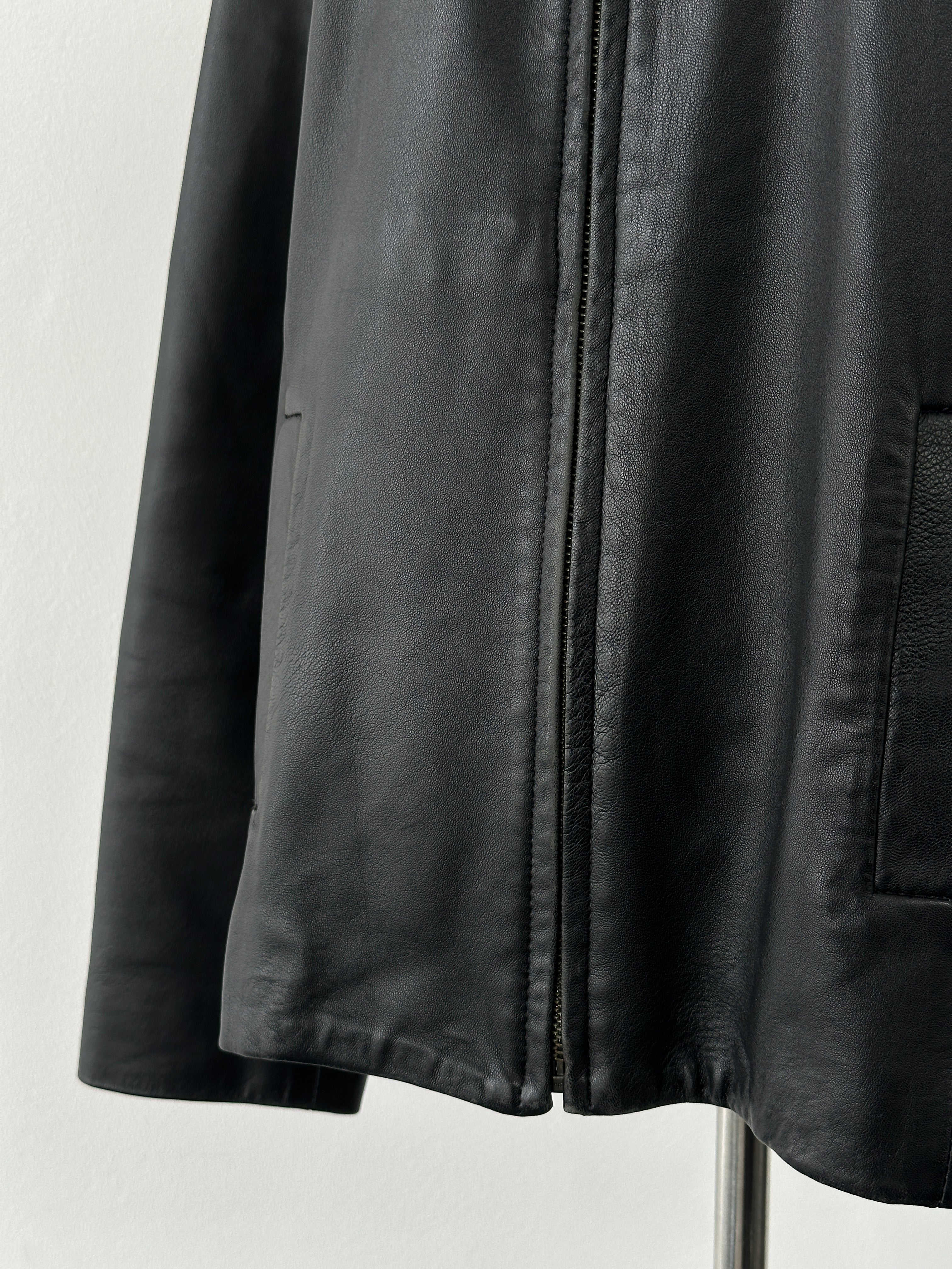 British Vintage 1990s Minimal Smooth Leather Jacket - M