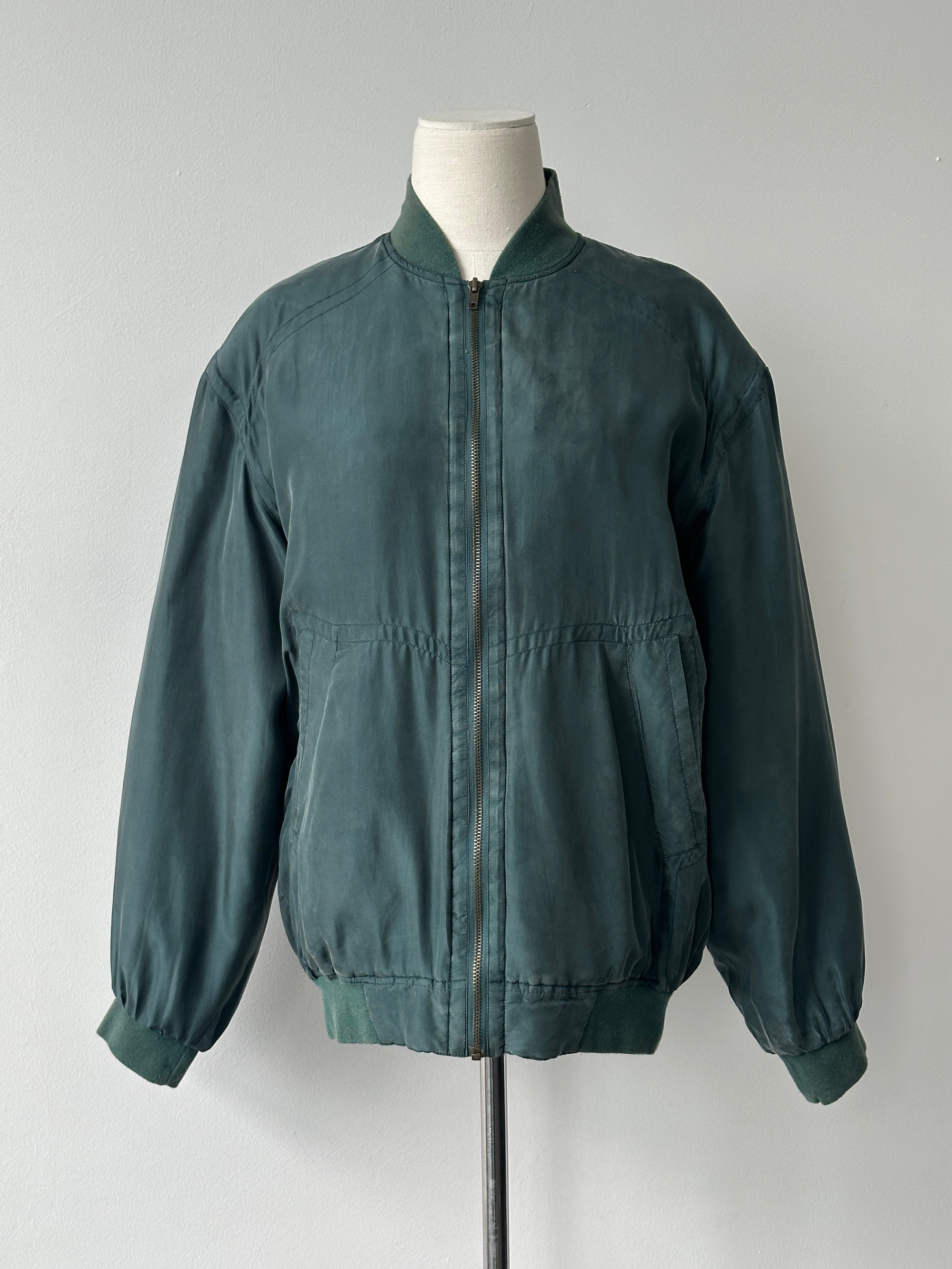 Vintage 1990s Pure Silk Bomber Jacket - M