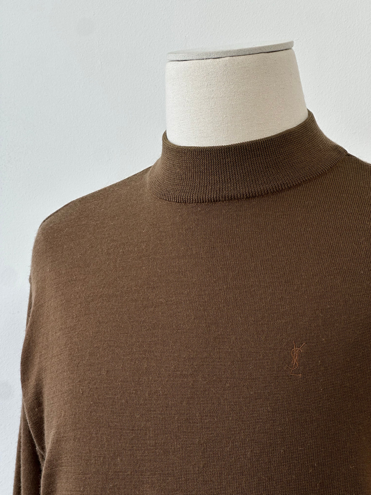 Yves Saint Laurent 1990s Pure Wool High Neck Knit Jumper - M