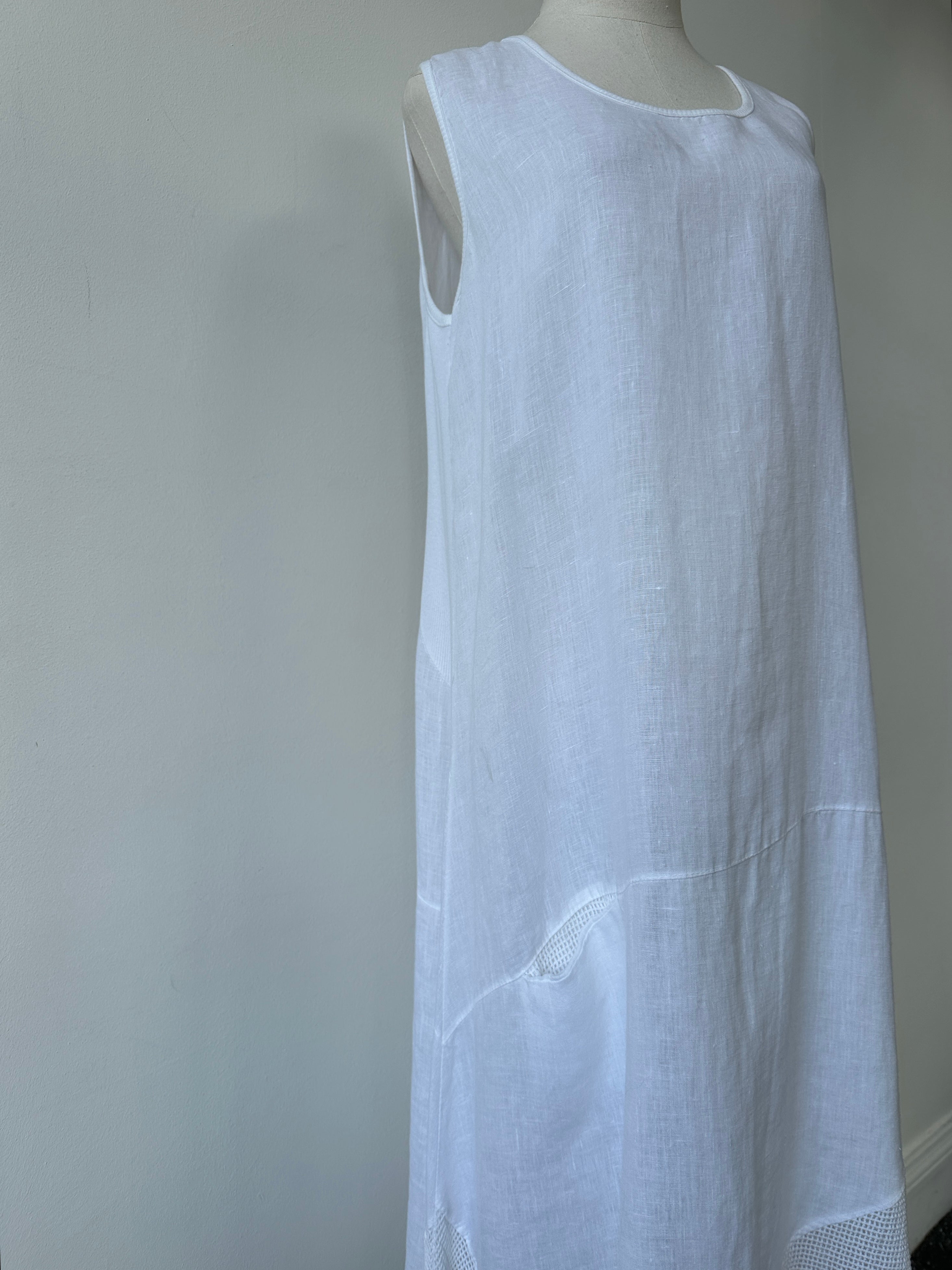 Vintage 2000s Pure Linen Asymmetric Sleeveless Maxi Dress - XL