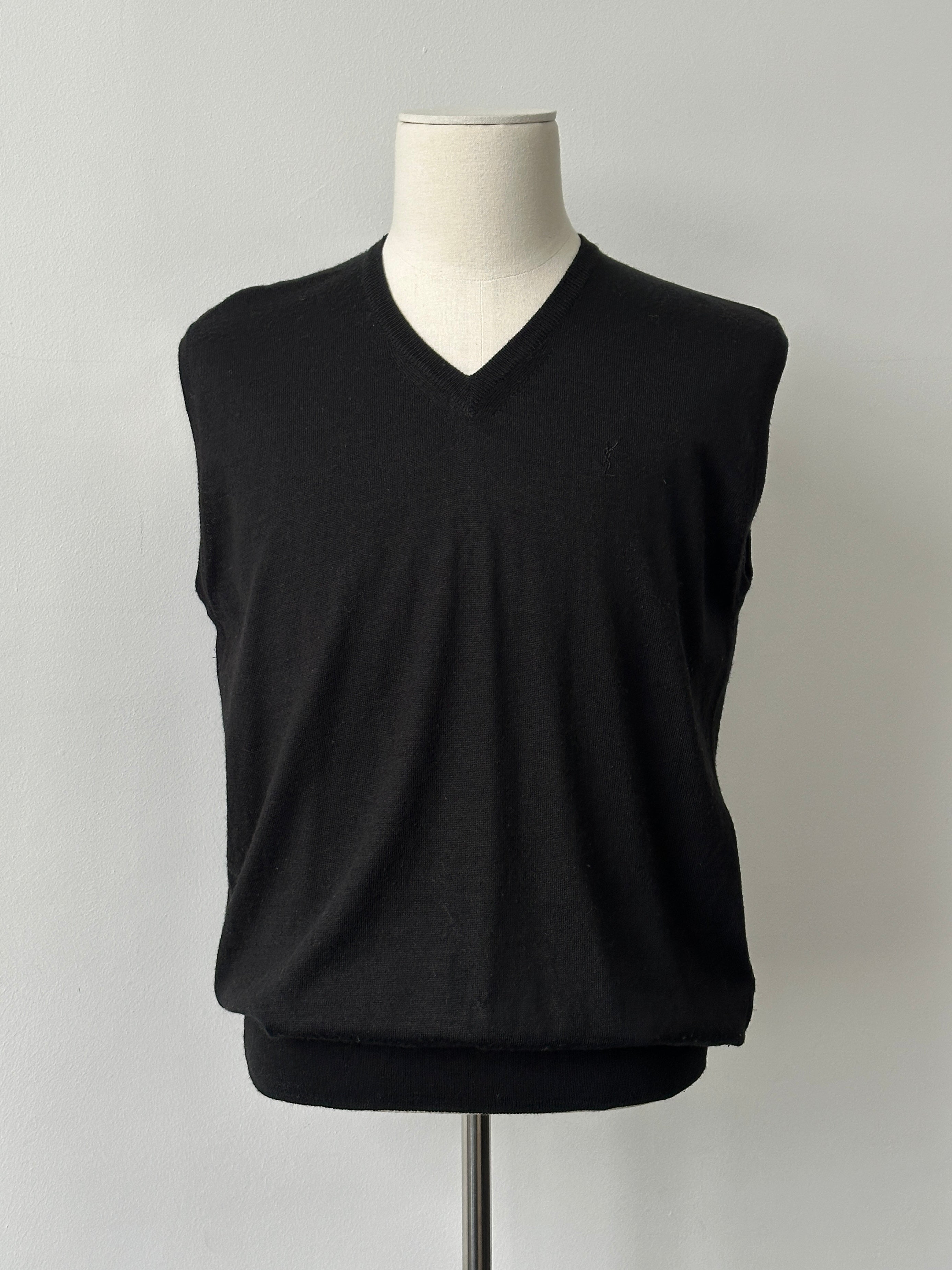 Yves Saint Laurent Pour Homme 1990s Wool Sleevless V Neck Jumper - M