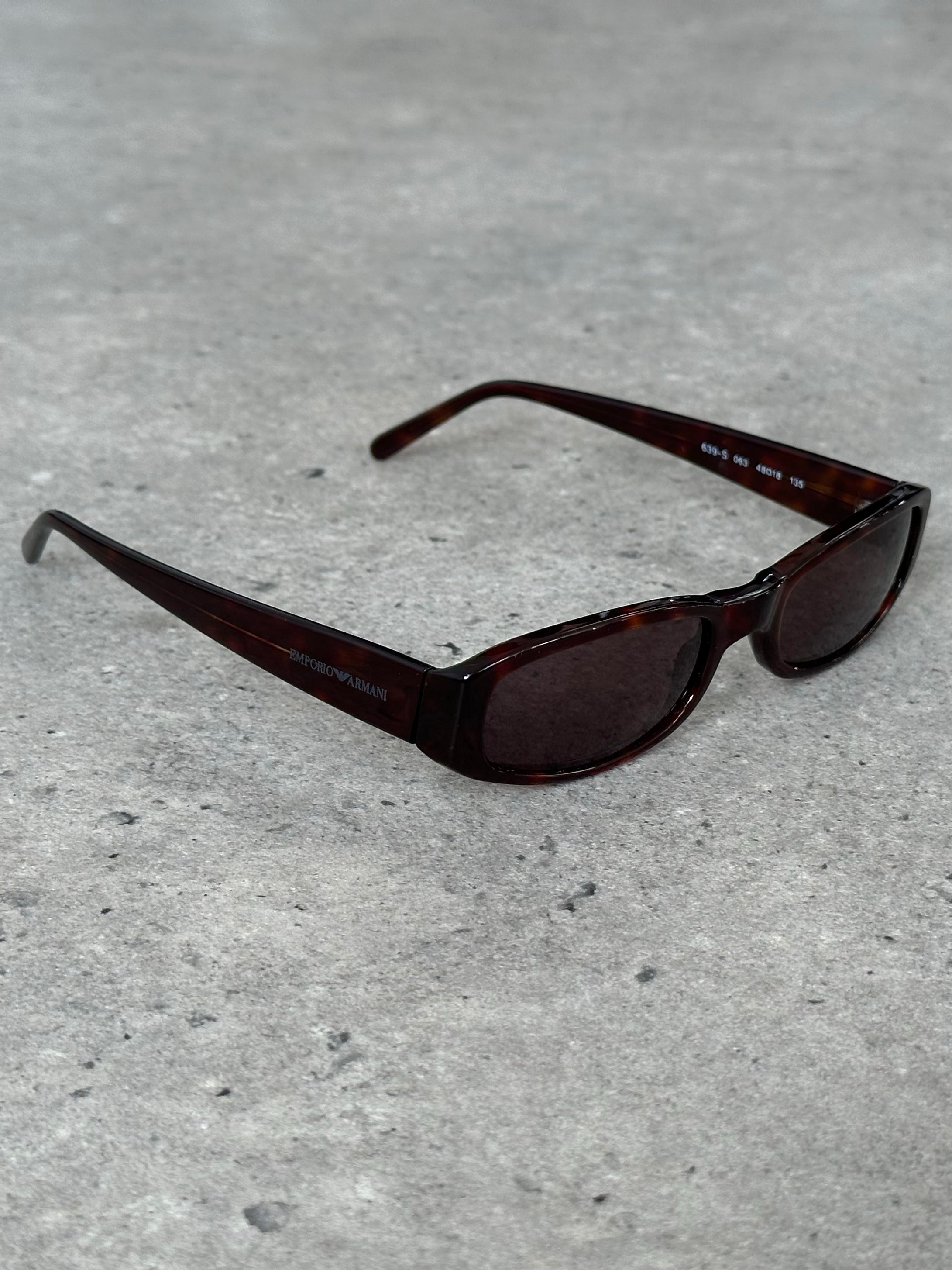 Emporio Armani 1990s Tortoiseshell Rectangle Mini Sunglasses