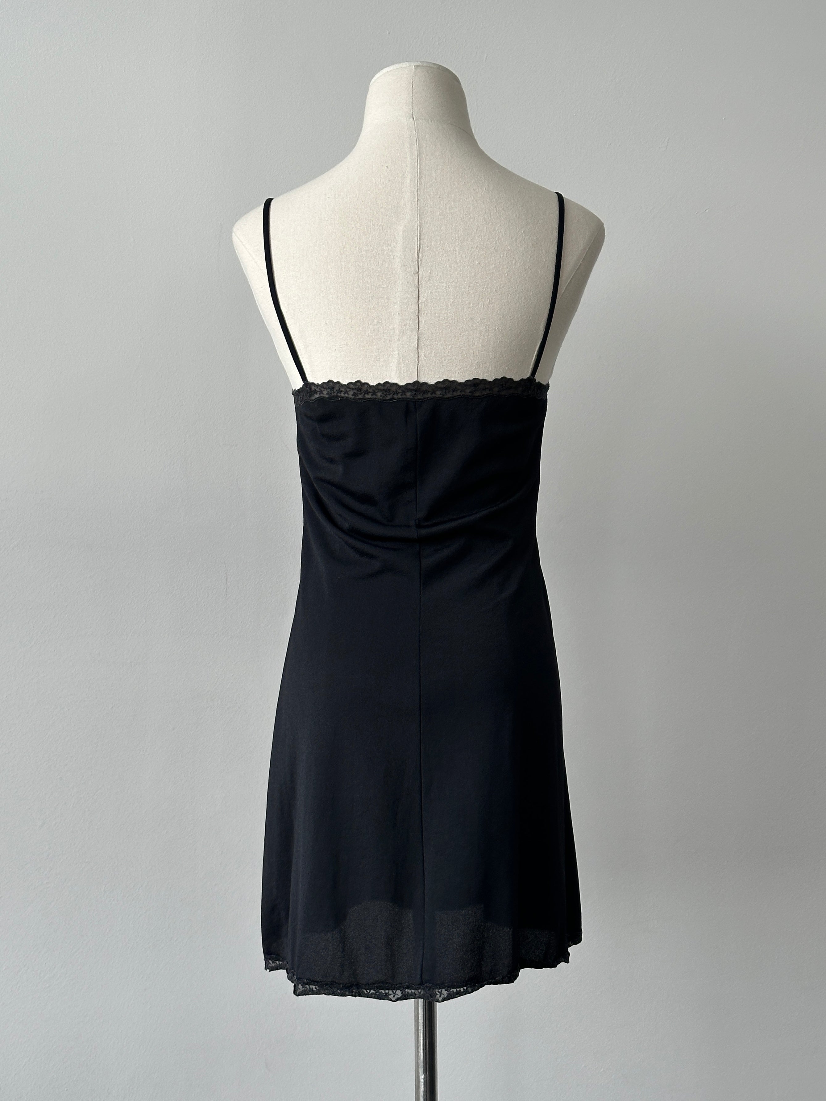 Vintage 1990s Lace Satin Mini Slip Dress - S