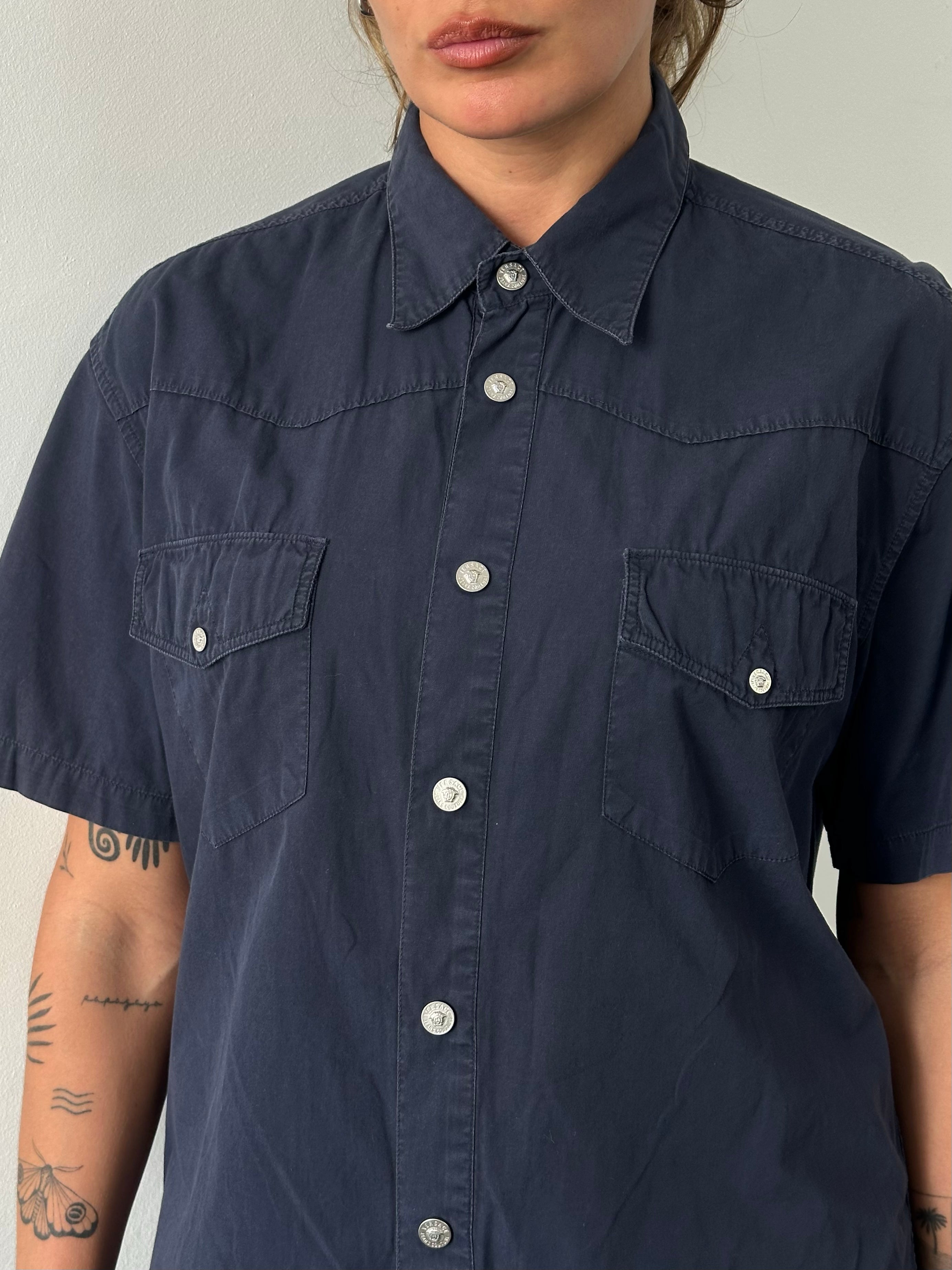 Versace Jeans Couture 1990s Pure Cotton Short Sleeve Shirt - L