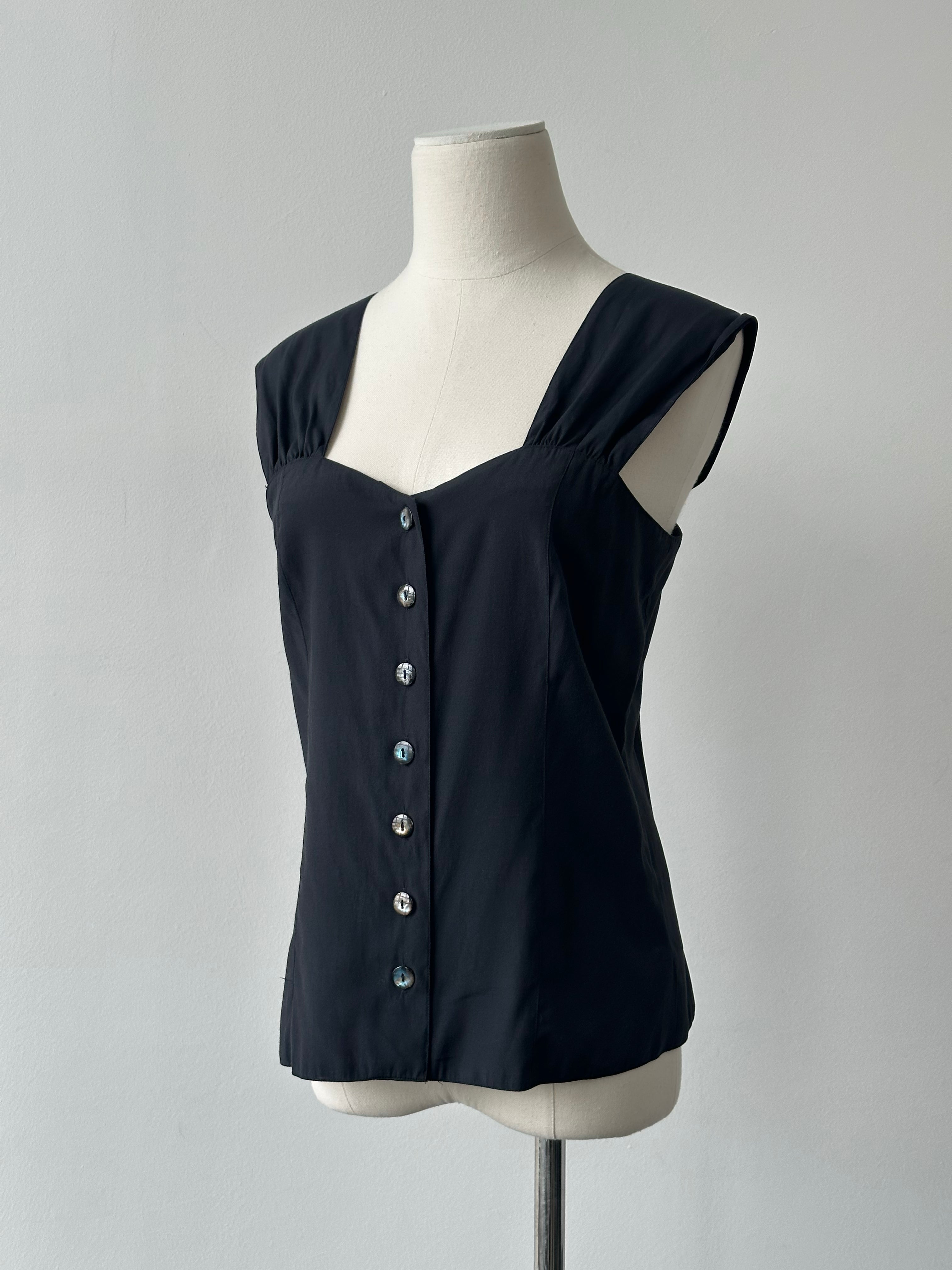 Vintage 1990s Button Down Sweetheart Neckline Top - S