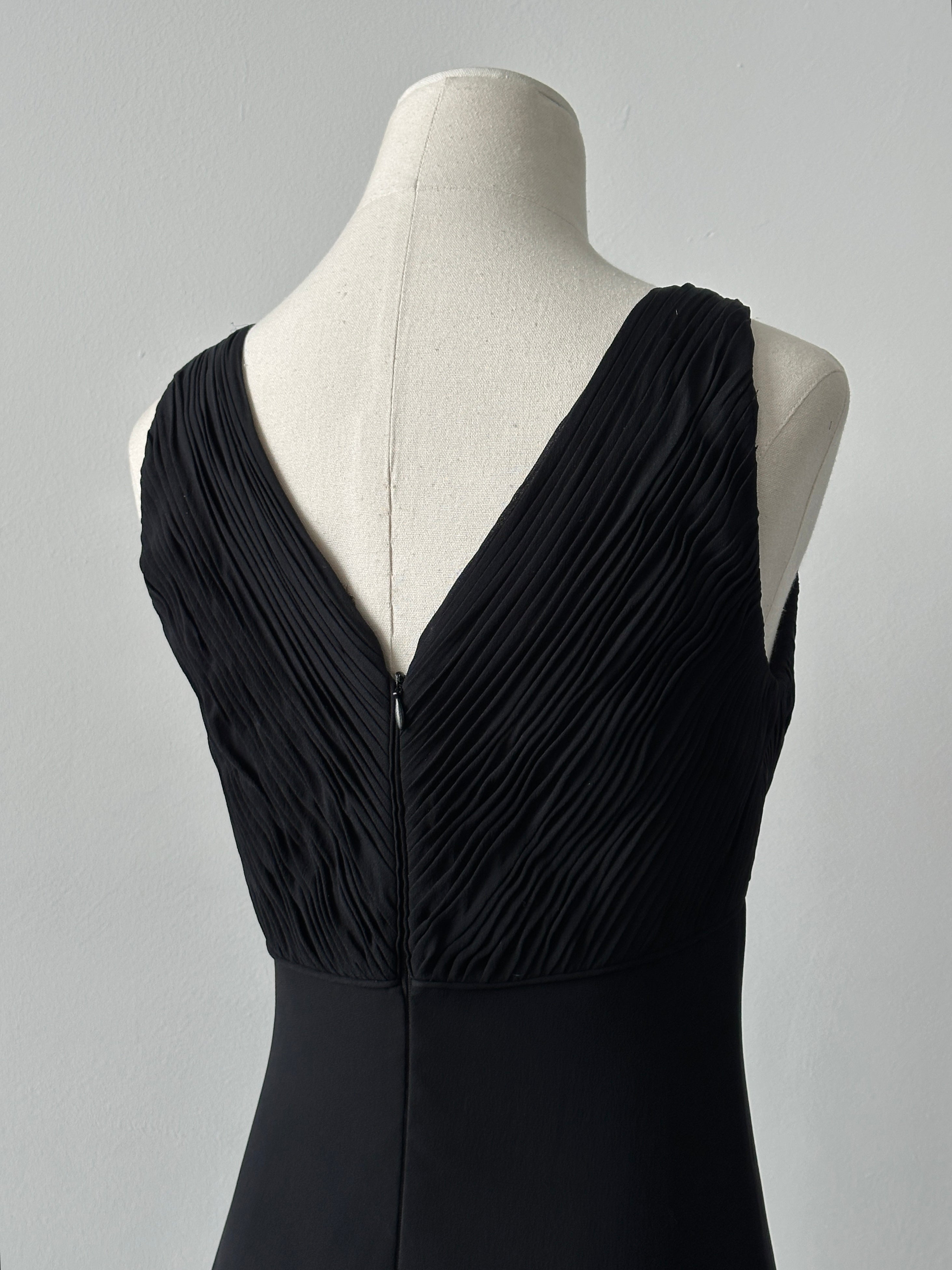 Armani Collezioni 2000s Pure Silk Pleated Midi Dress -