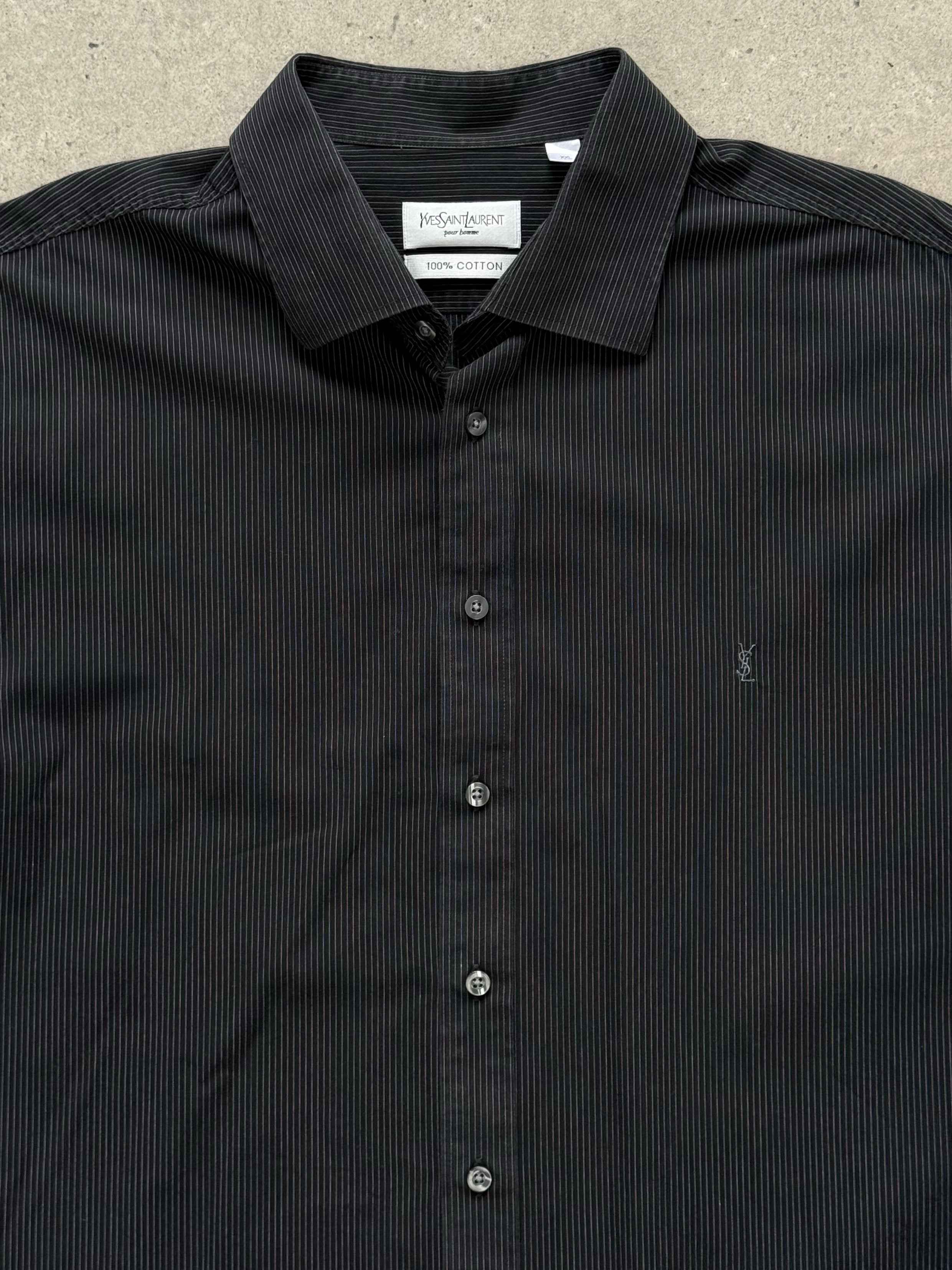 Yves Saint Laurent Pour Homme 2000s Pure Cotton Striped Shirt - XXL