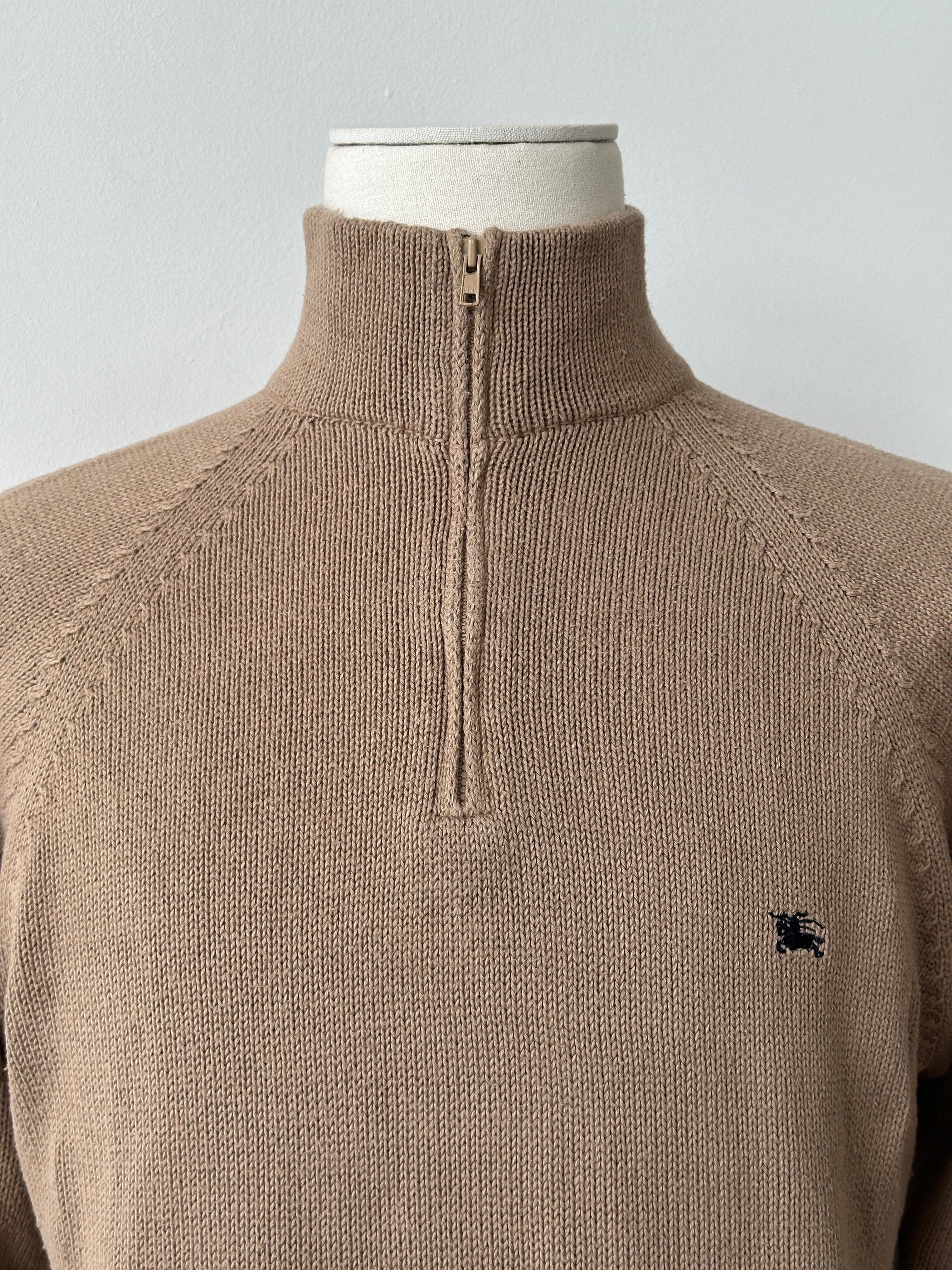 Burberry London 2000s Pure Cotton Quarter Zip Jumper - M | SYLK