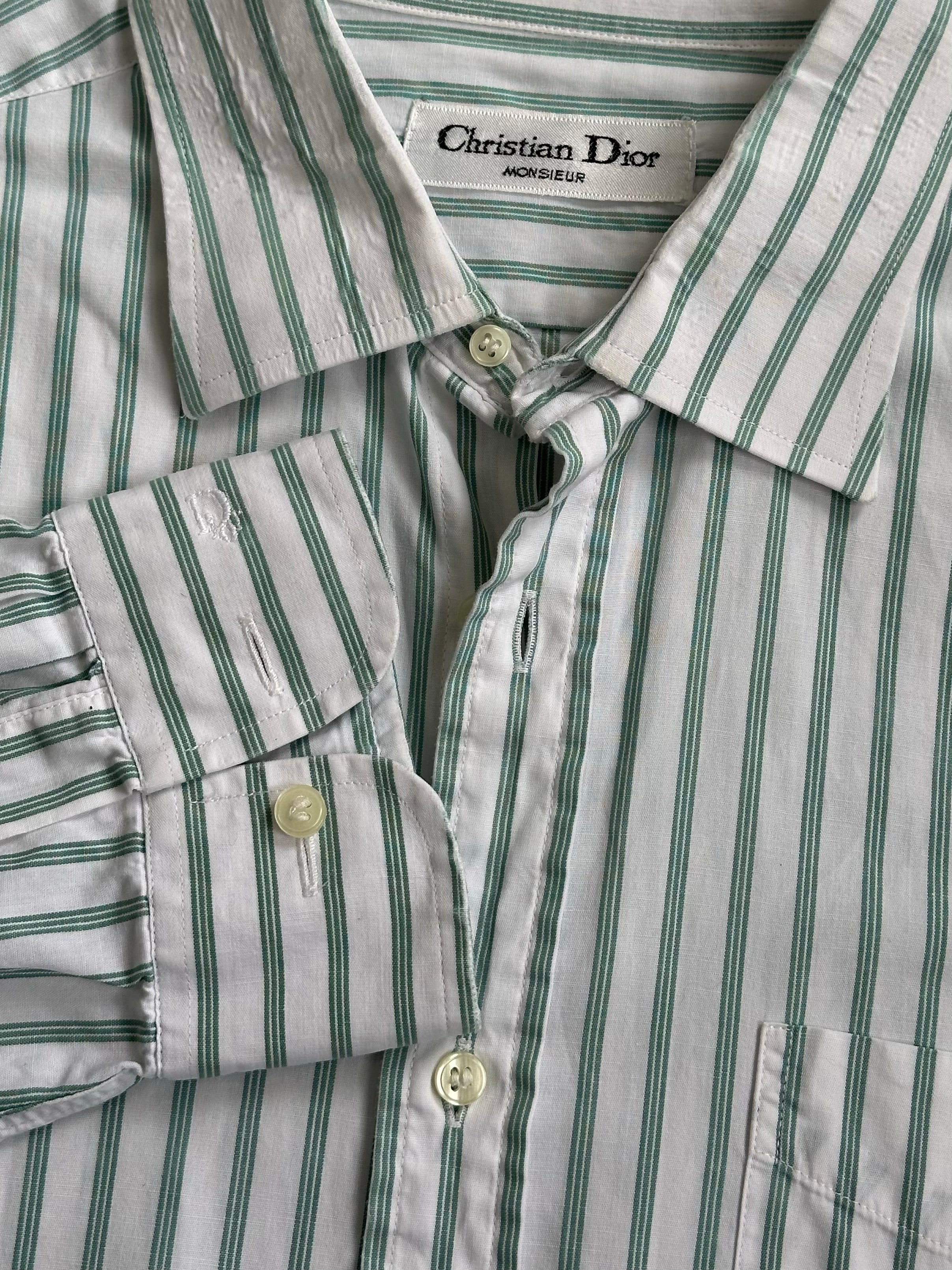 Christian Dior Monsieur 1990s Pure Cotton Striped Shirt - L