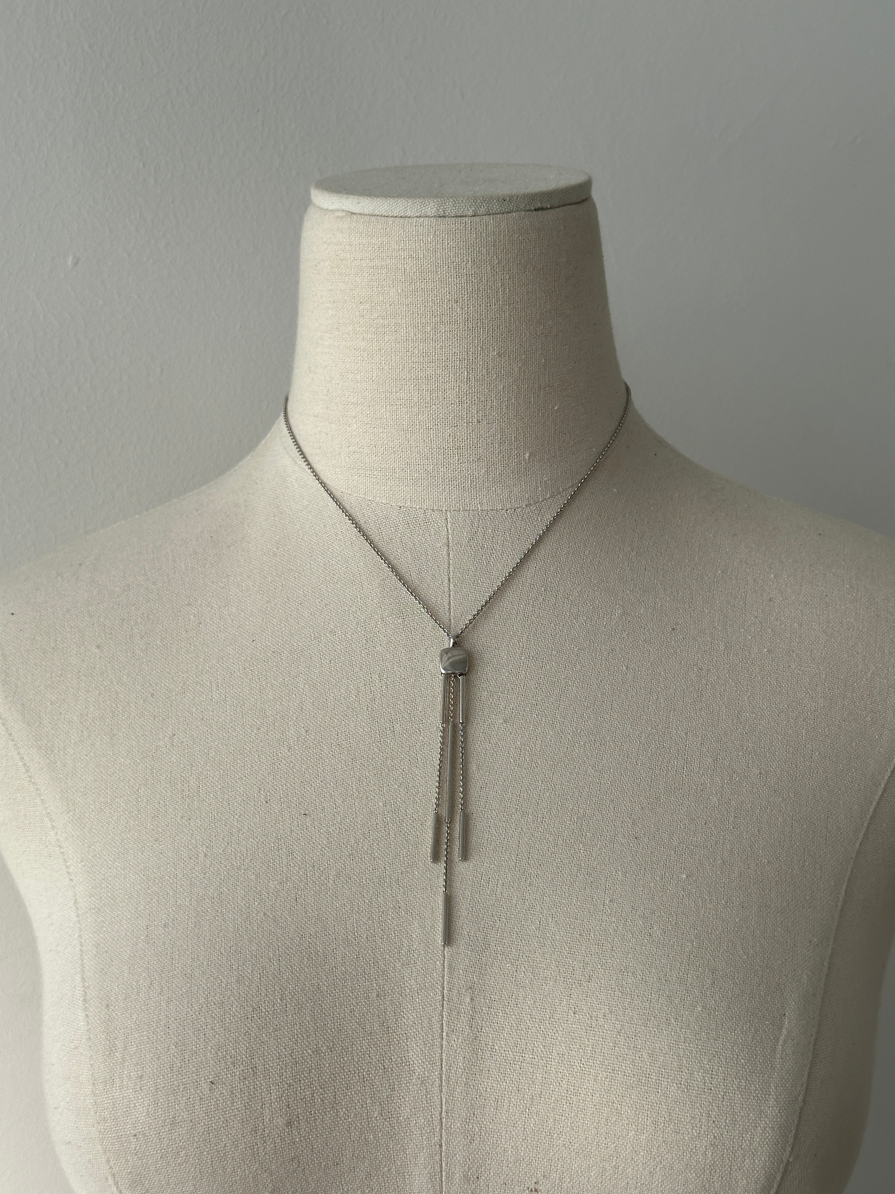 Emporio Armani 2000s Sterling Silver Lariat Necklace