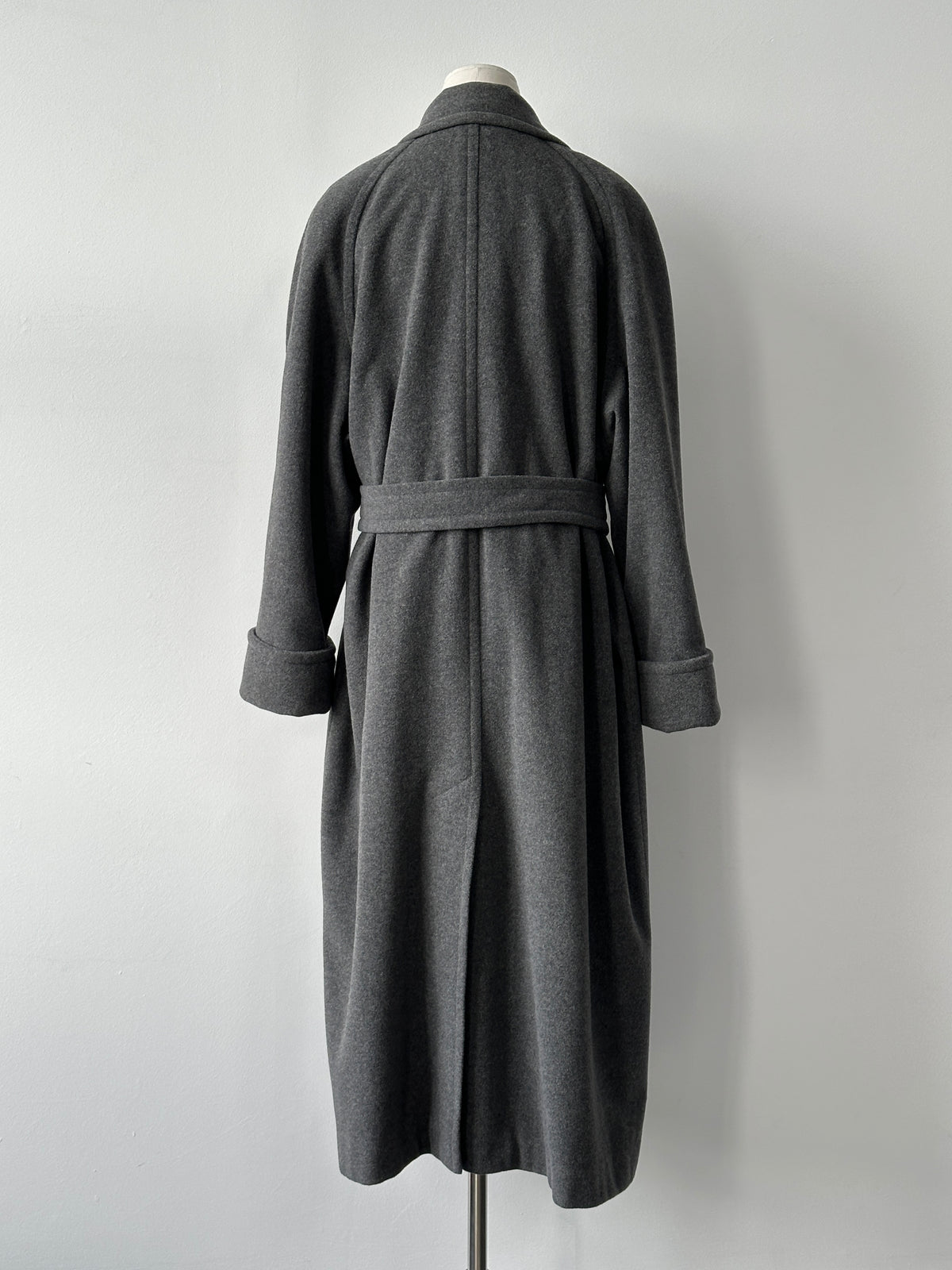 British Vintage 1990s Wool Cashmere Belted Double Breasted Coat - XL