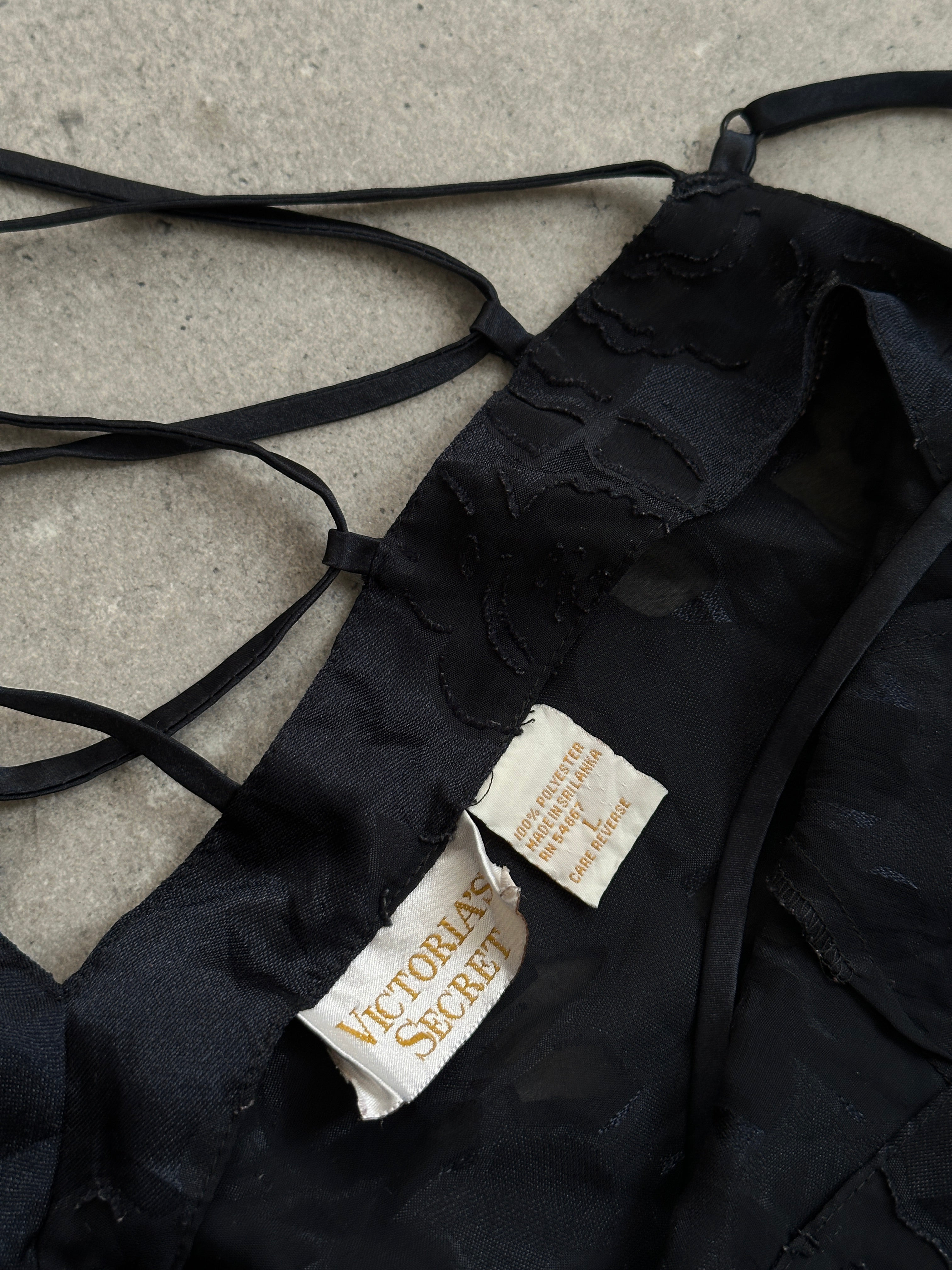 Victoria's Secret 1990s sheer dress, in size large, featuring lightweight, transparent fabric and vintage-inspired style.