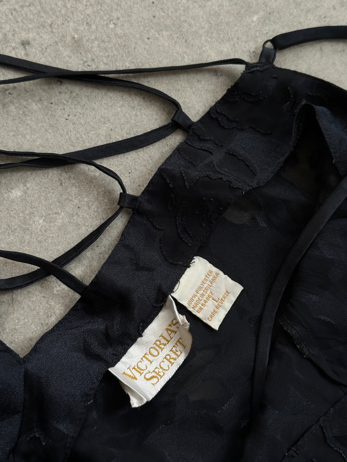 Victoria's Secret 1990s sheer dress, in size large, featuring lightweight, transparent fabric and vintage-inspired style.
