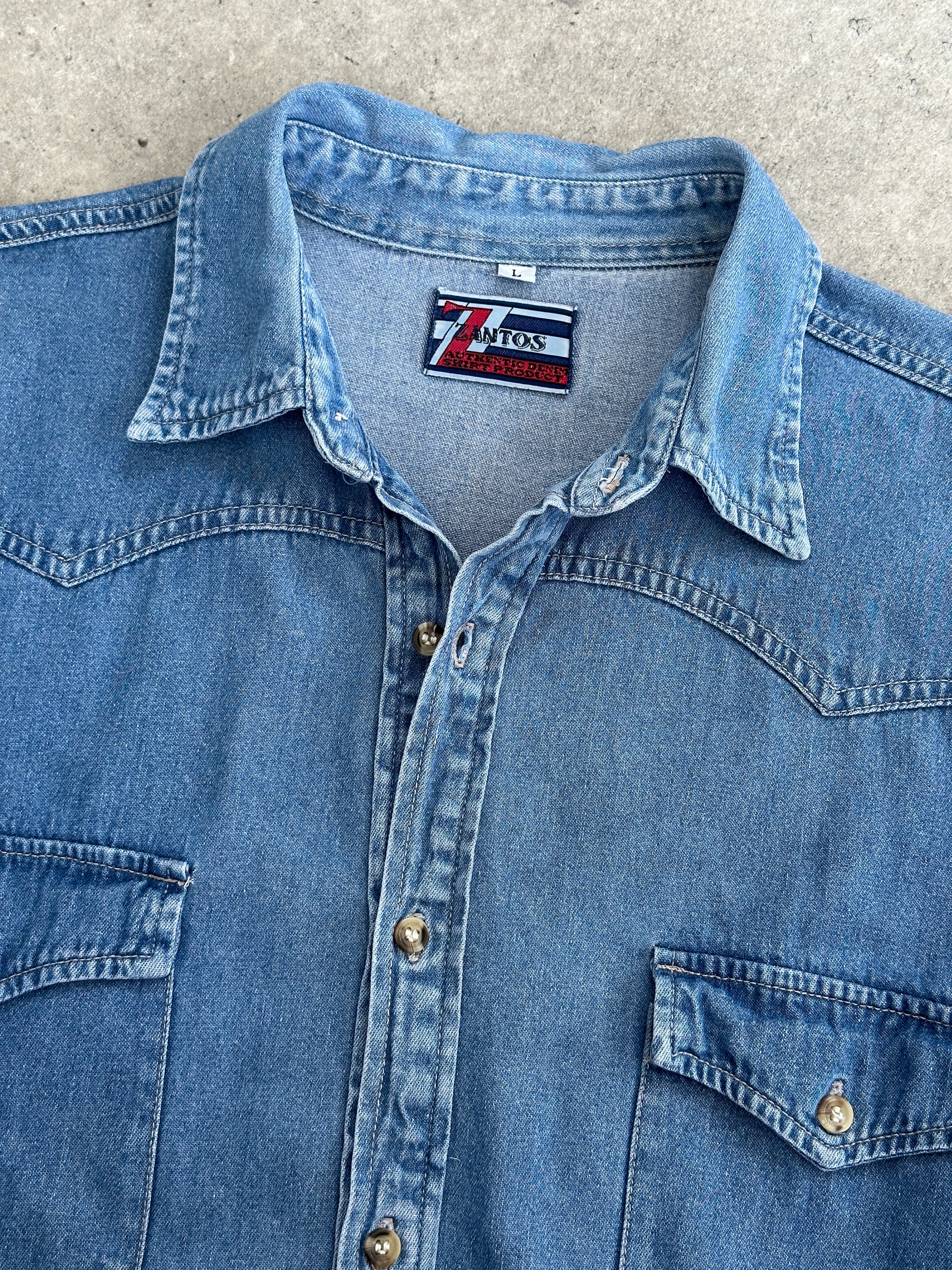 Vintage 1990s Pure Cotton Denim Shirt - L