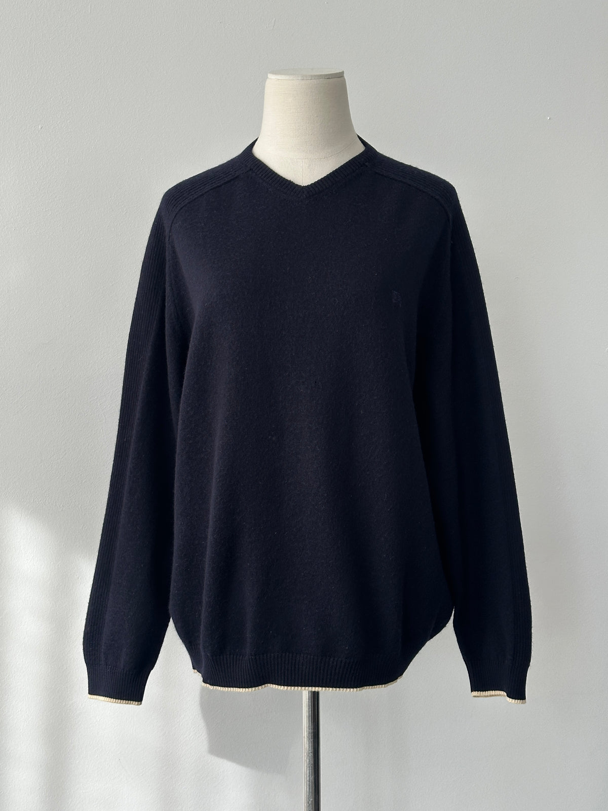 Burberry London 1990s Wool V Neck Knit Jumper - M
