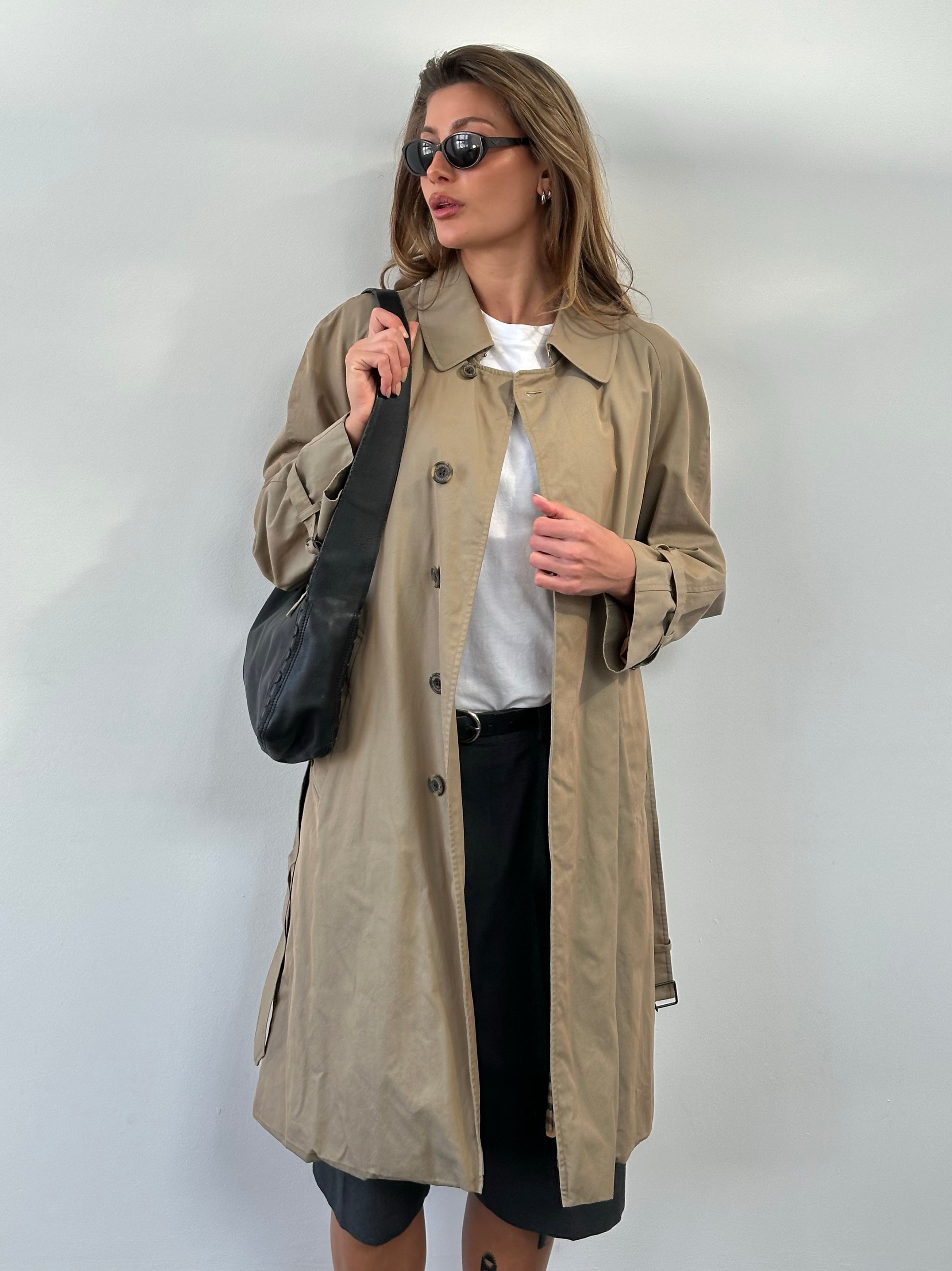 Aquascutum 1990s Pure Cotton Belted Trench - S