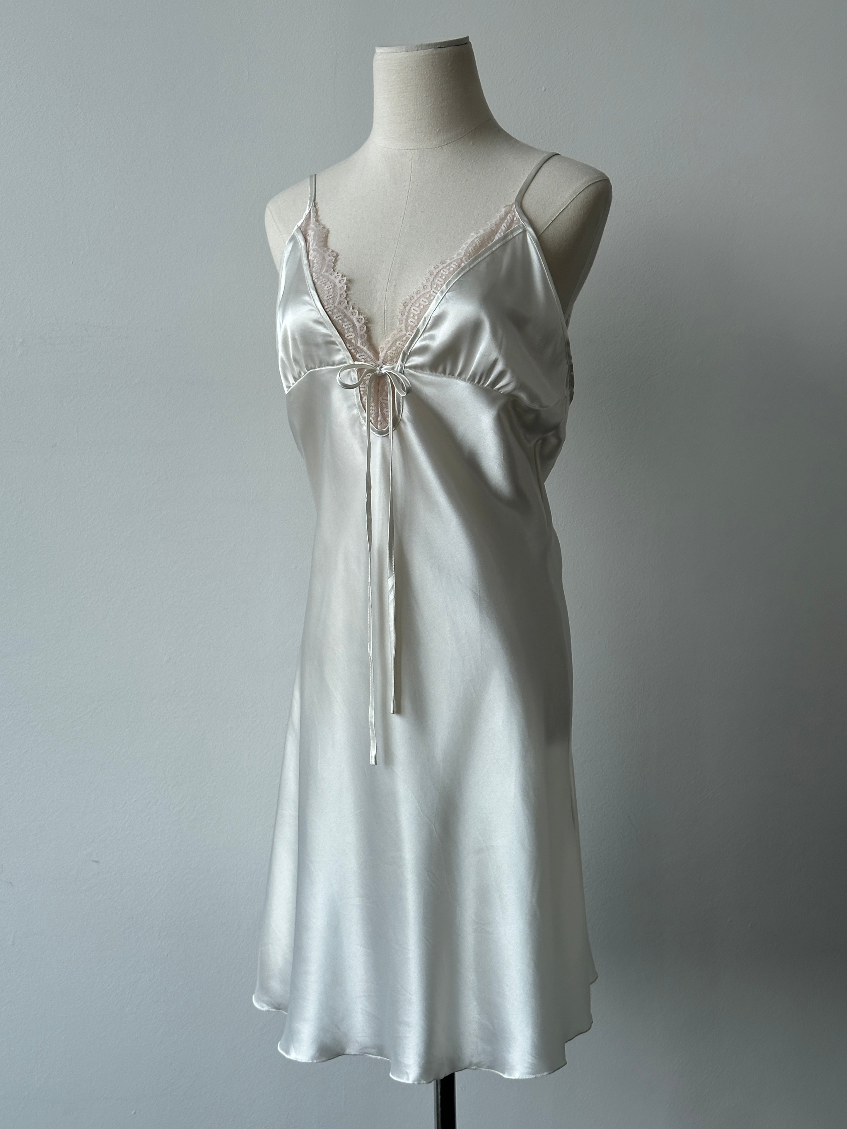 Vintage 2000s Satin Lace Midi Slip Dress - L