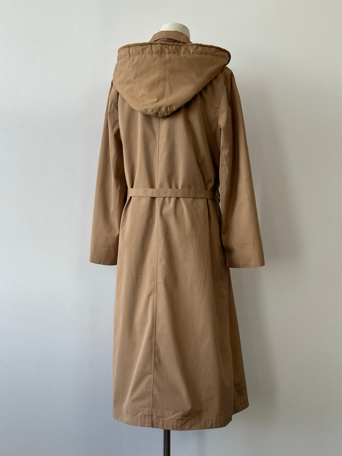 London Fog 1980s Cotton Belted Hooded Belted Trench - M