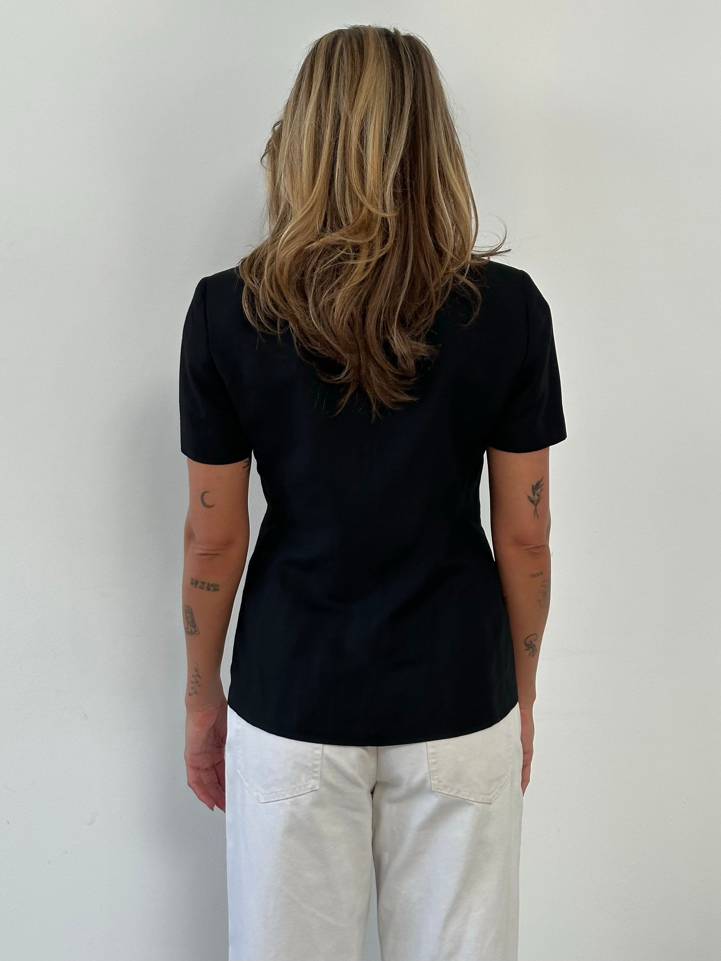 Marella 1990s Linen Short Sleeve Fitted Blazer - M