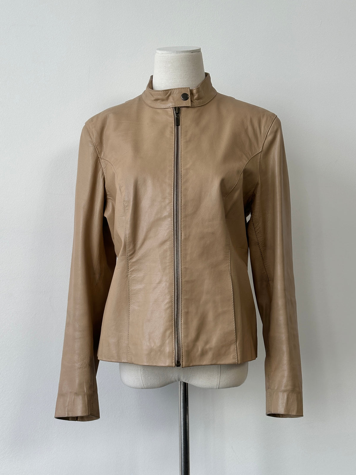 Vintage 1990s Fitted Moto Leather Jacket - S-M