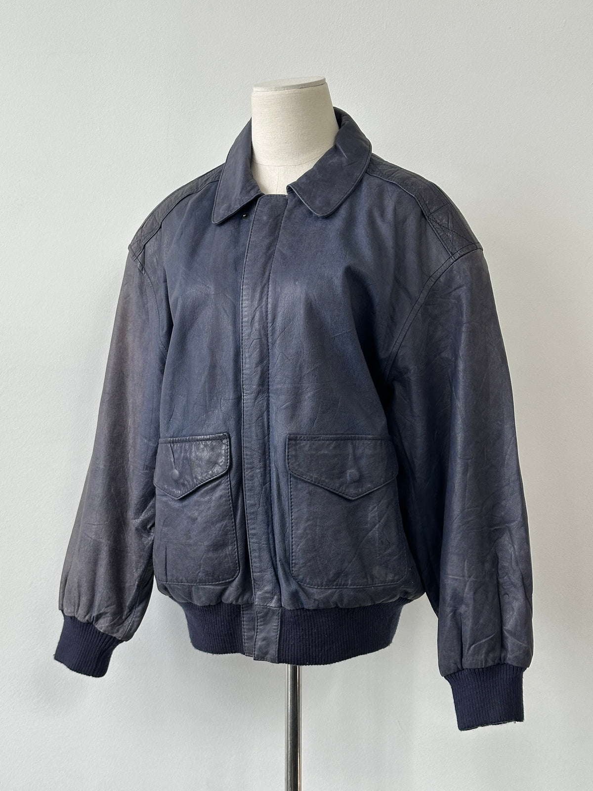 Vintage 1990s Bomber Leather Jacket - M