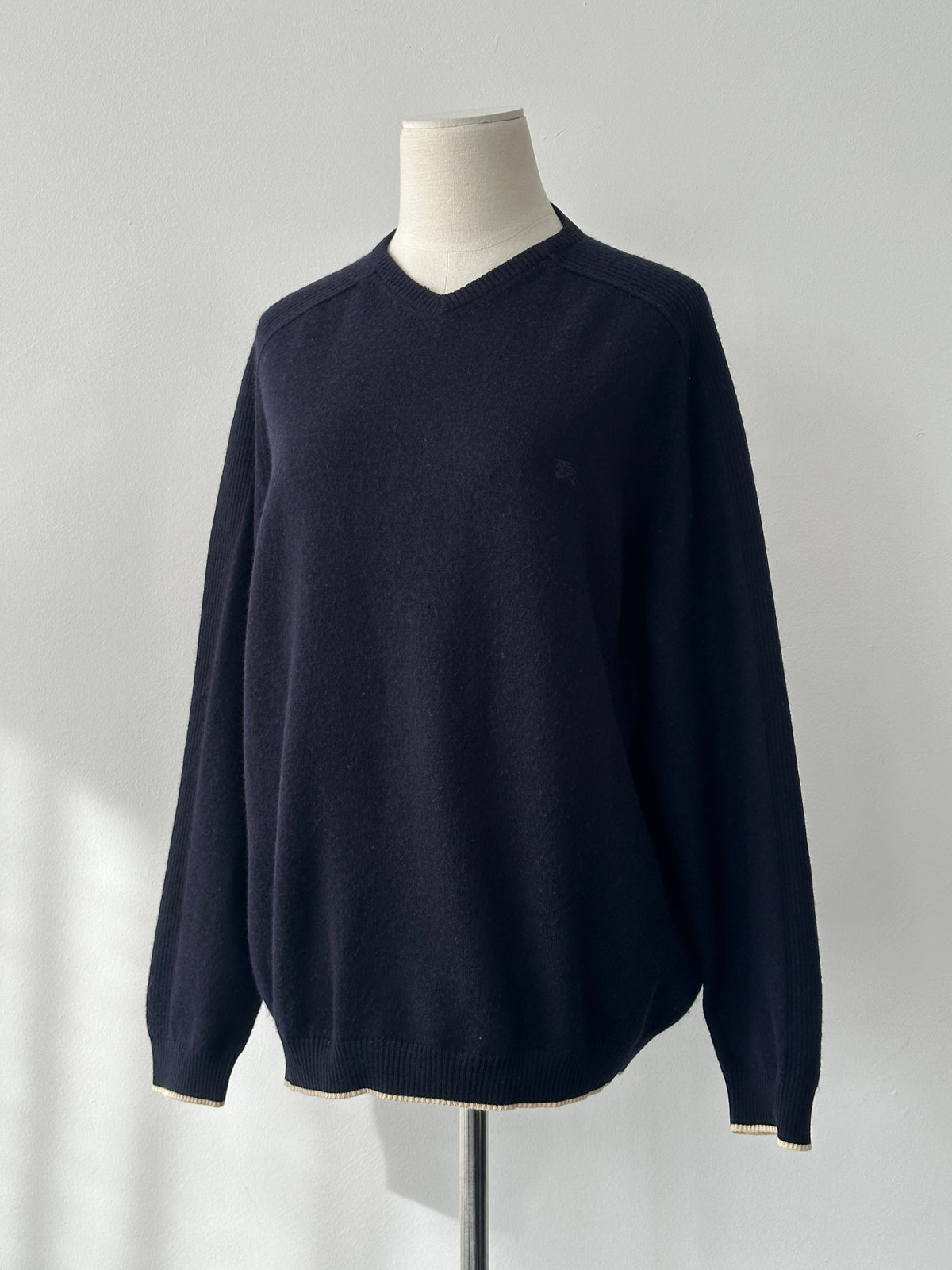 Burberry London 1990s Wool V Neck Knit Jumper - M