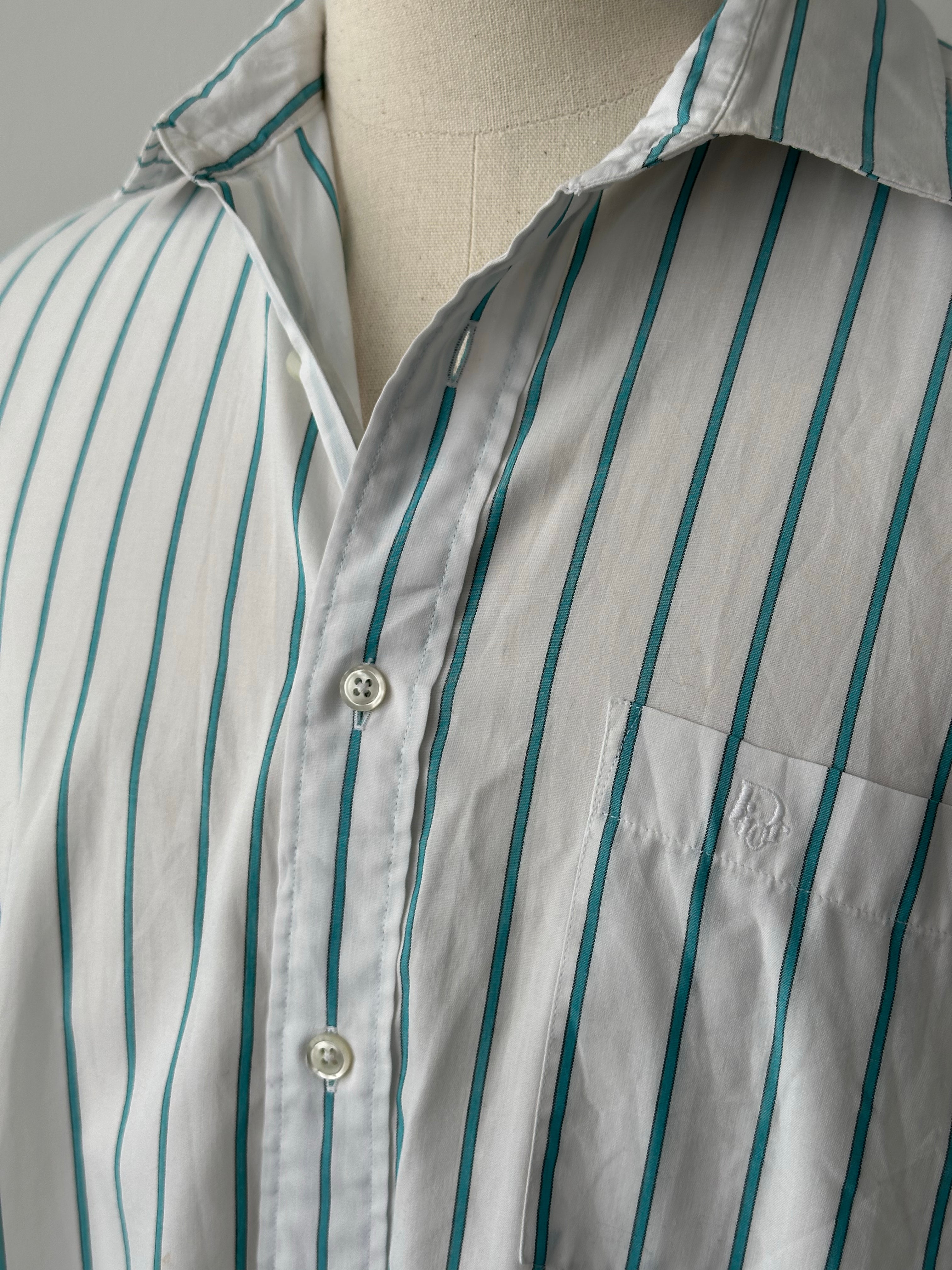 Christian Dior 1990s Cotton Striped Logo Shirt - L