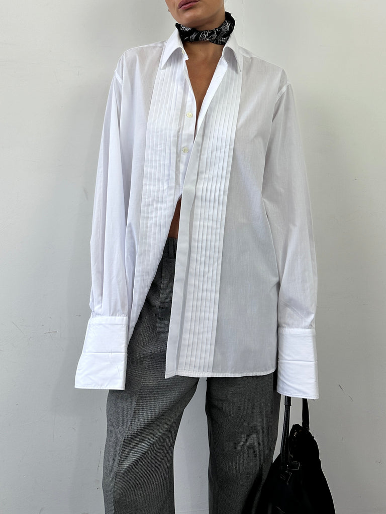 Vintage Pleated Tuxedo Dress Shirt - XL/XXL - SYLK