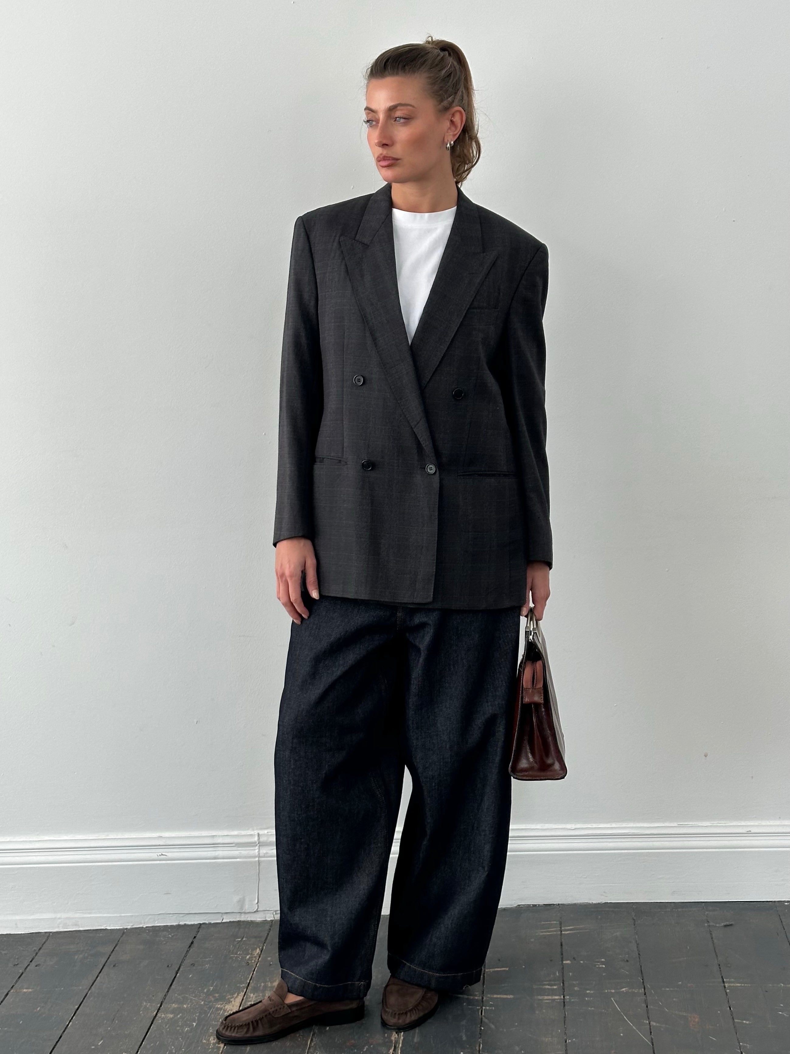 Christian Dior Monsieur 1990s Check Pure Wool Double Breasted Blazer - L