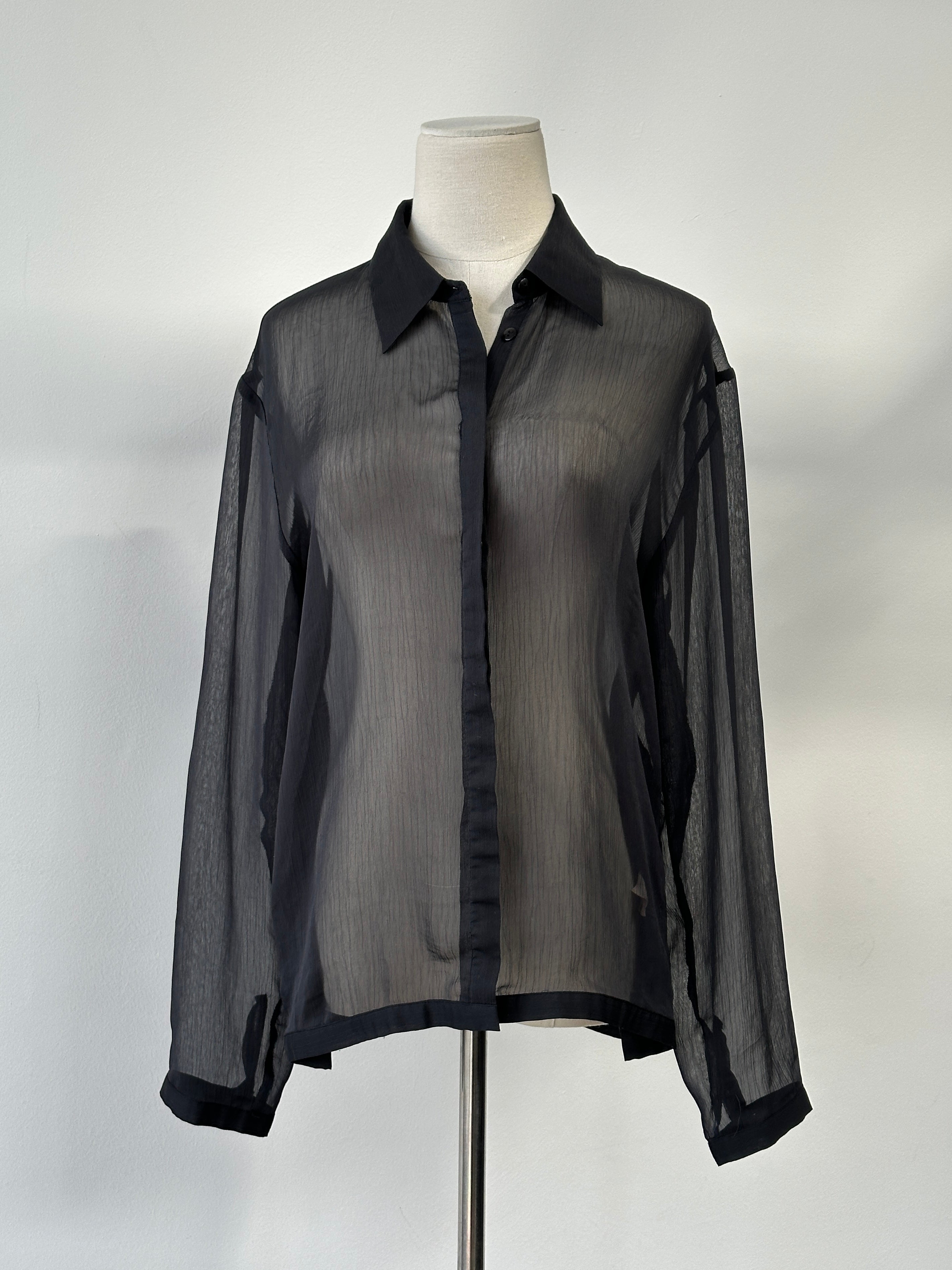 Vintage 2000s Sheer Concealed Placket Shirt - S