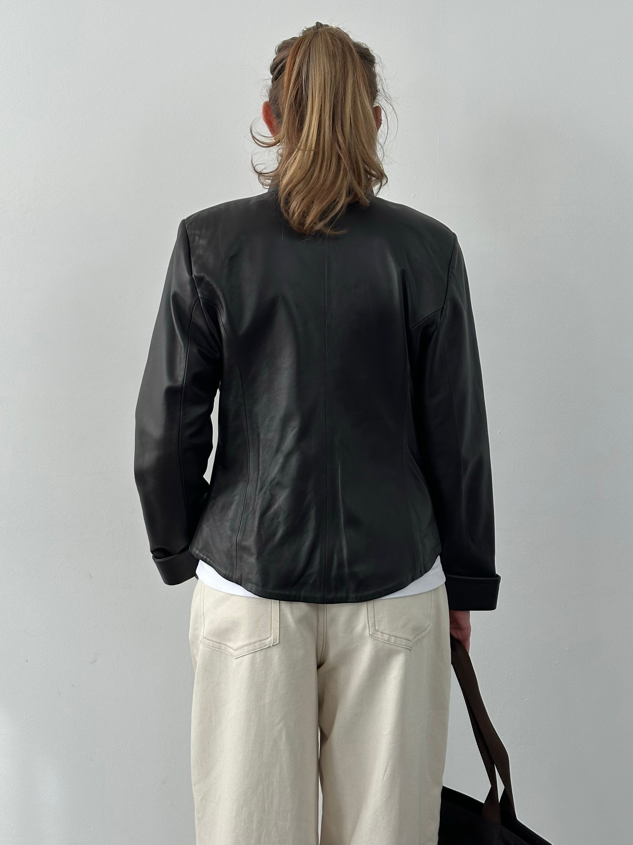 Vintage 1990s High Neck Leather Jacket - M/L