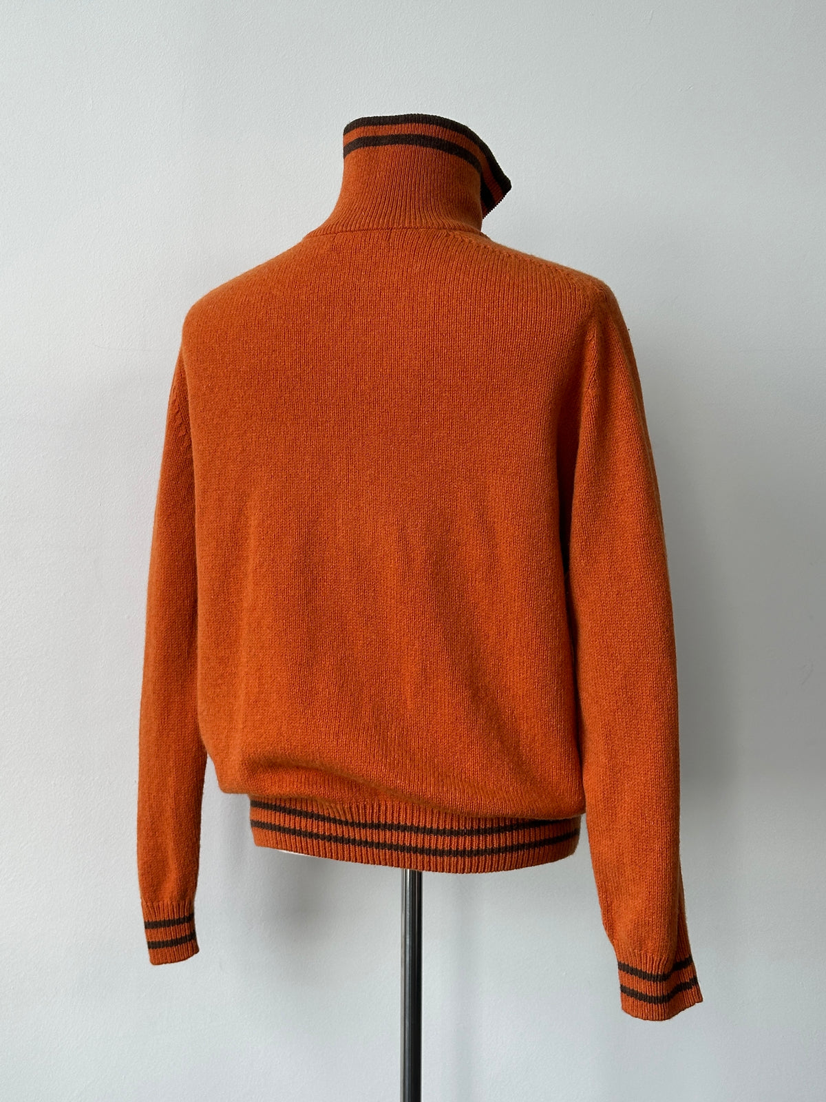 Burberry 1990s Wool Double Zip Funnel Neck Cardigan - L