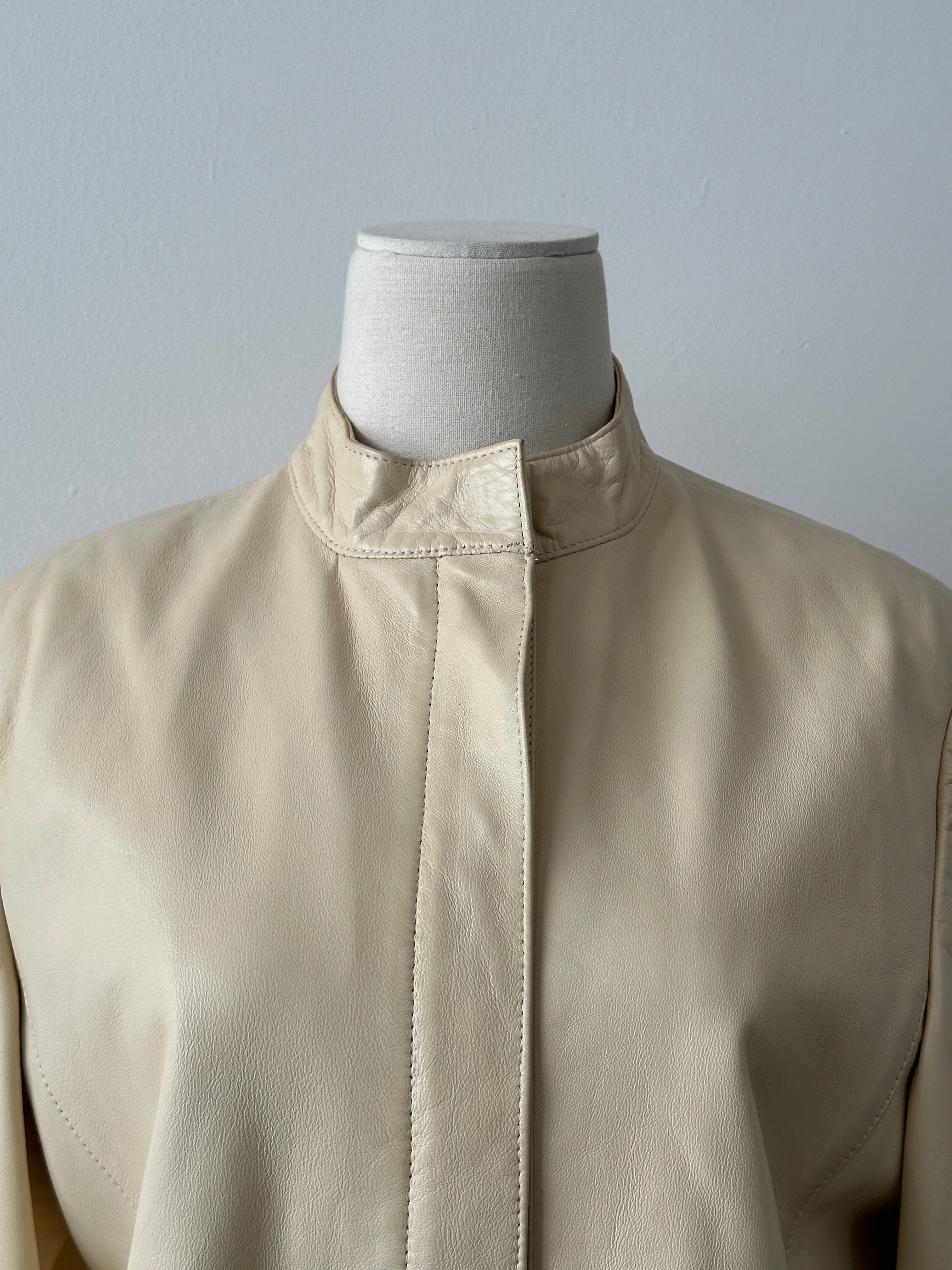 Vintage 1990s Concealed Placket Leather Jacket - M