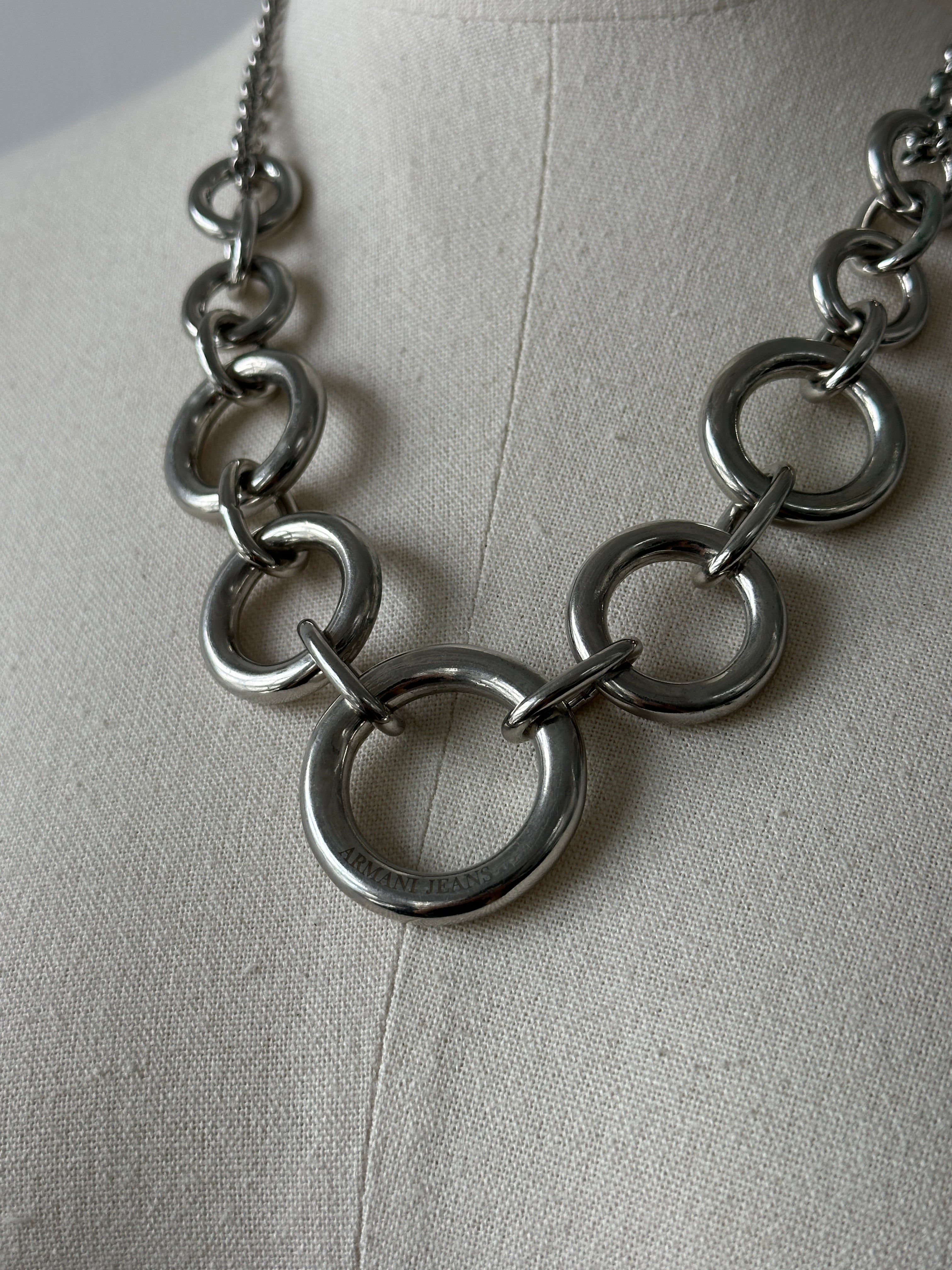 Armani Jeans 2000s Chain Link Logo Necklace