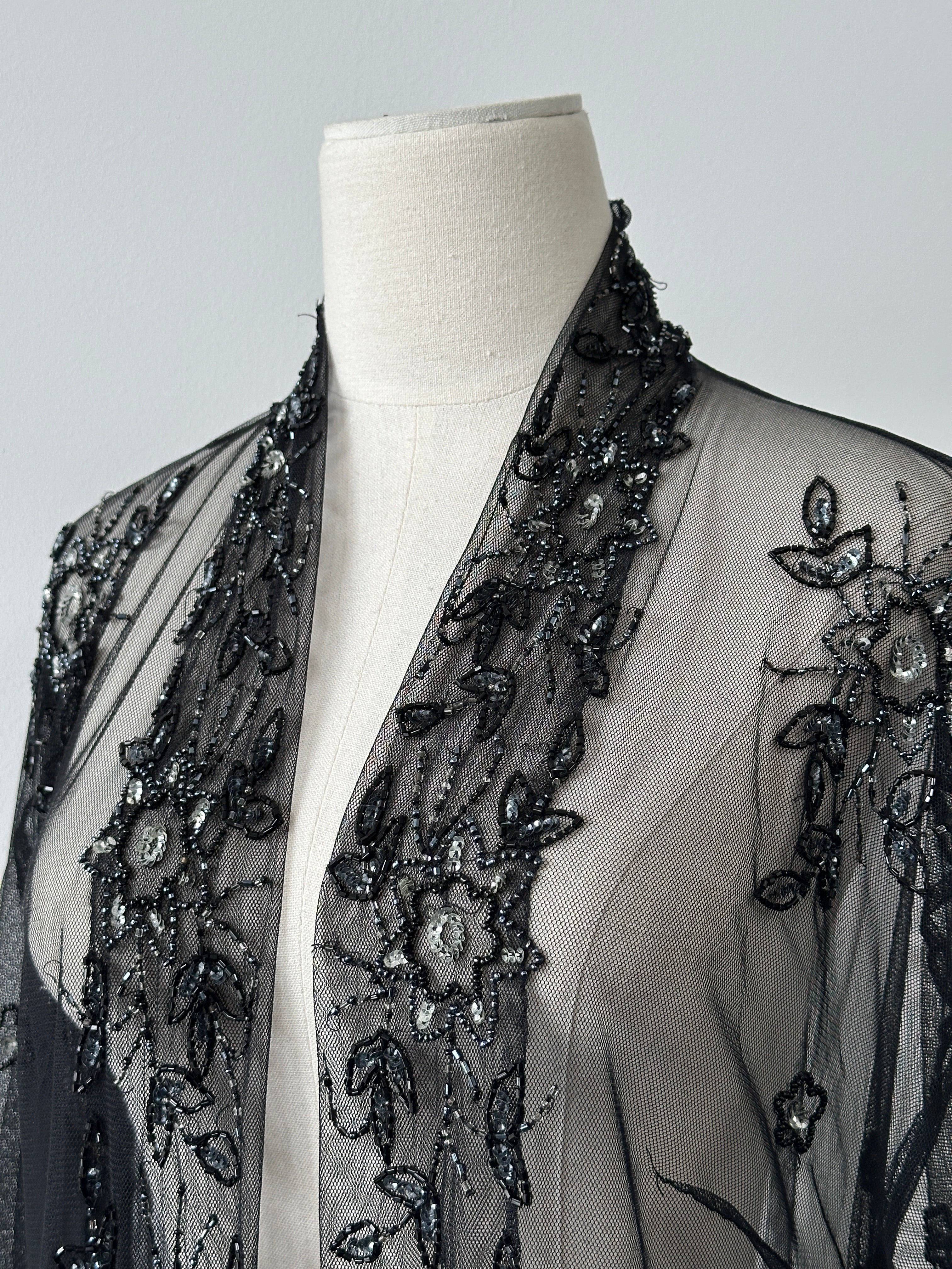 Vintage 2000s Beaded Sheer Kimono Cardigan - One size