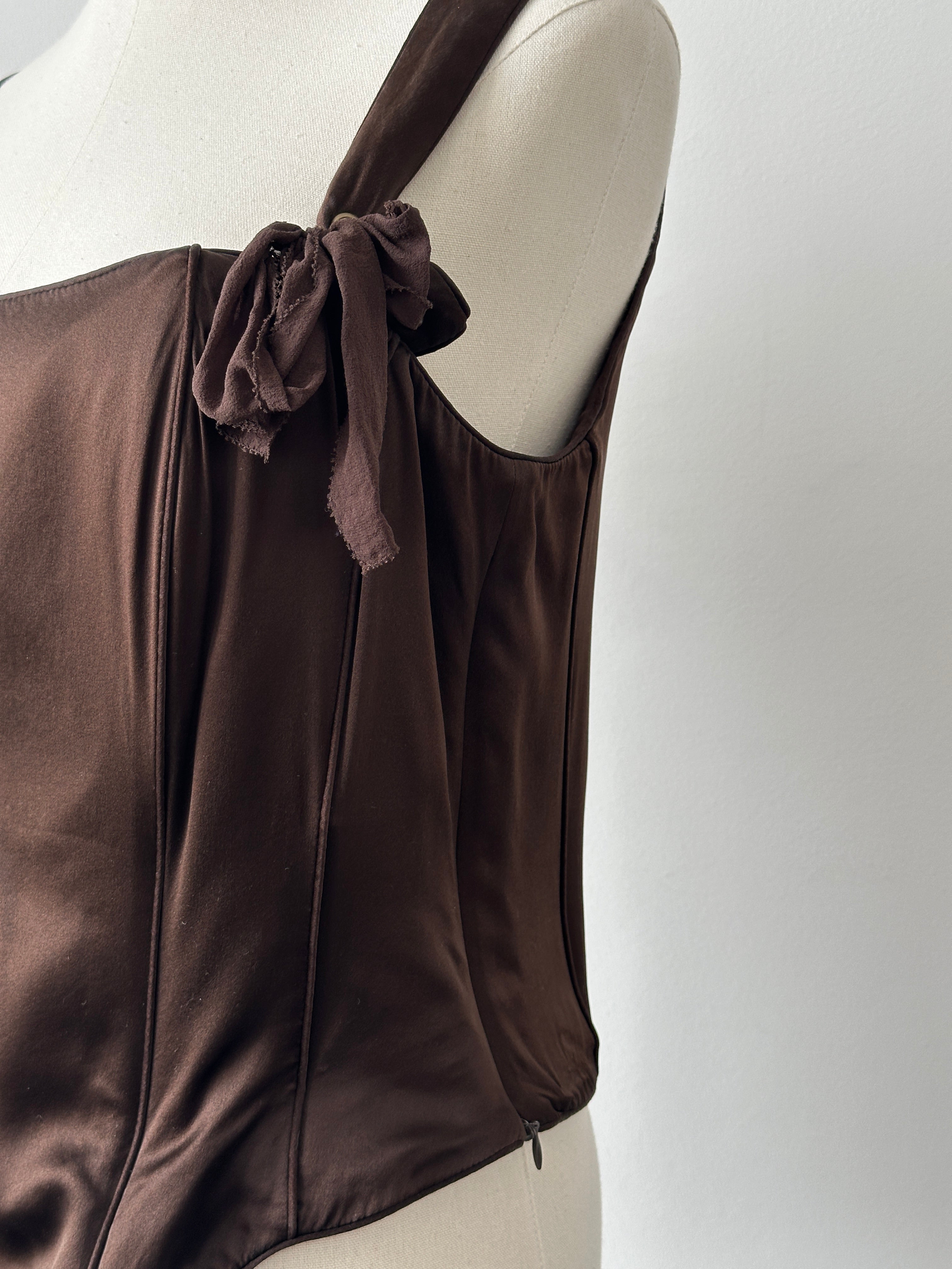 Vintage 2000s Pure Silk Sleeveless Corset Top - L