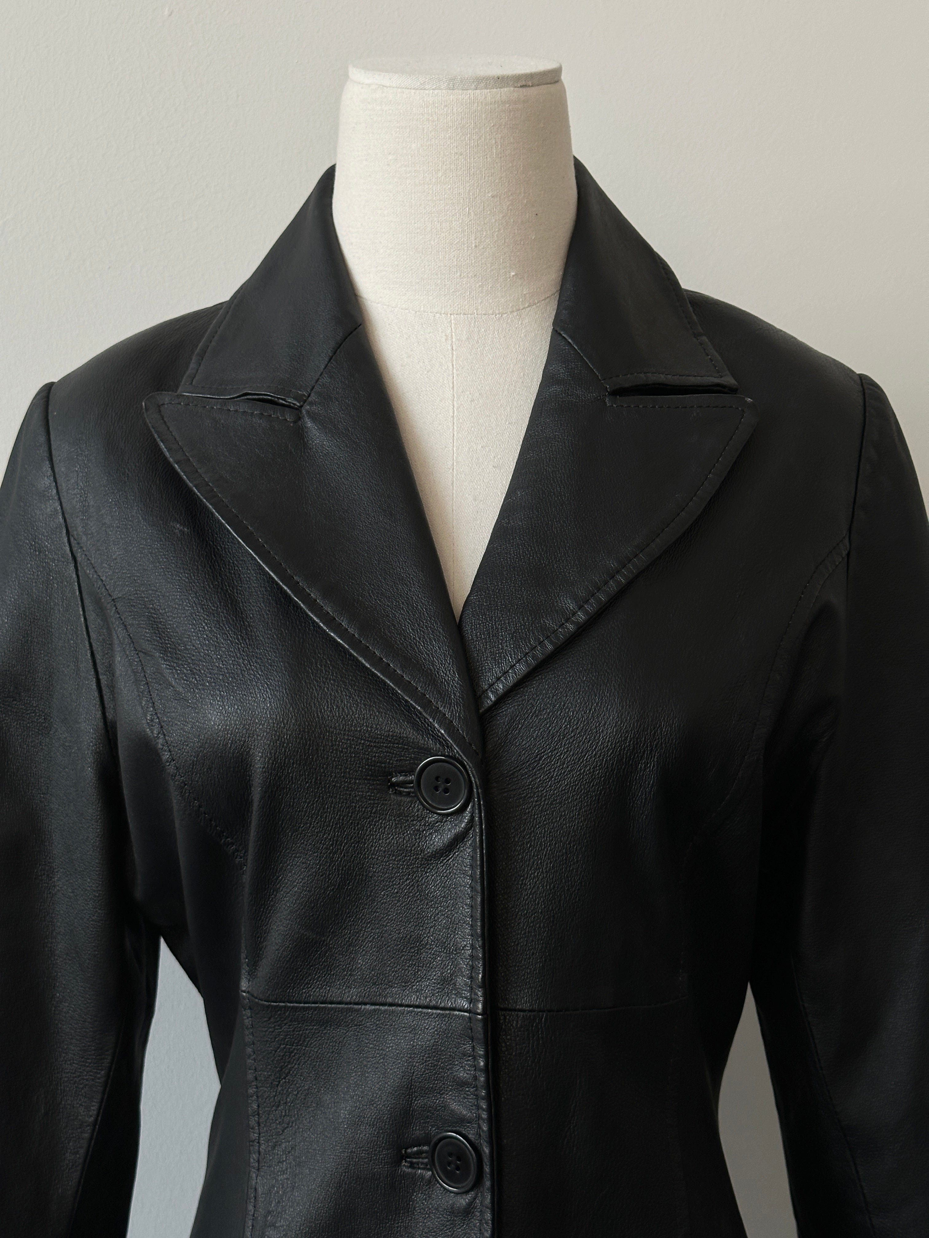 Vintage 1990s Leather Floor Length Trench Coat - S