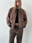 Vintage Leather Bomber Jacket - L - SYLK