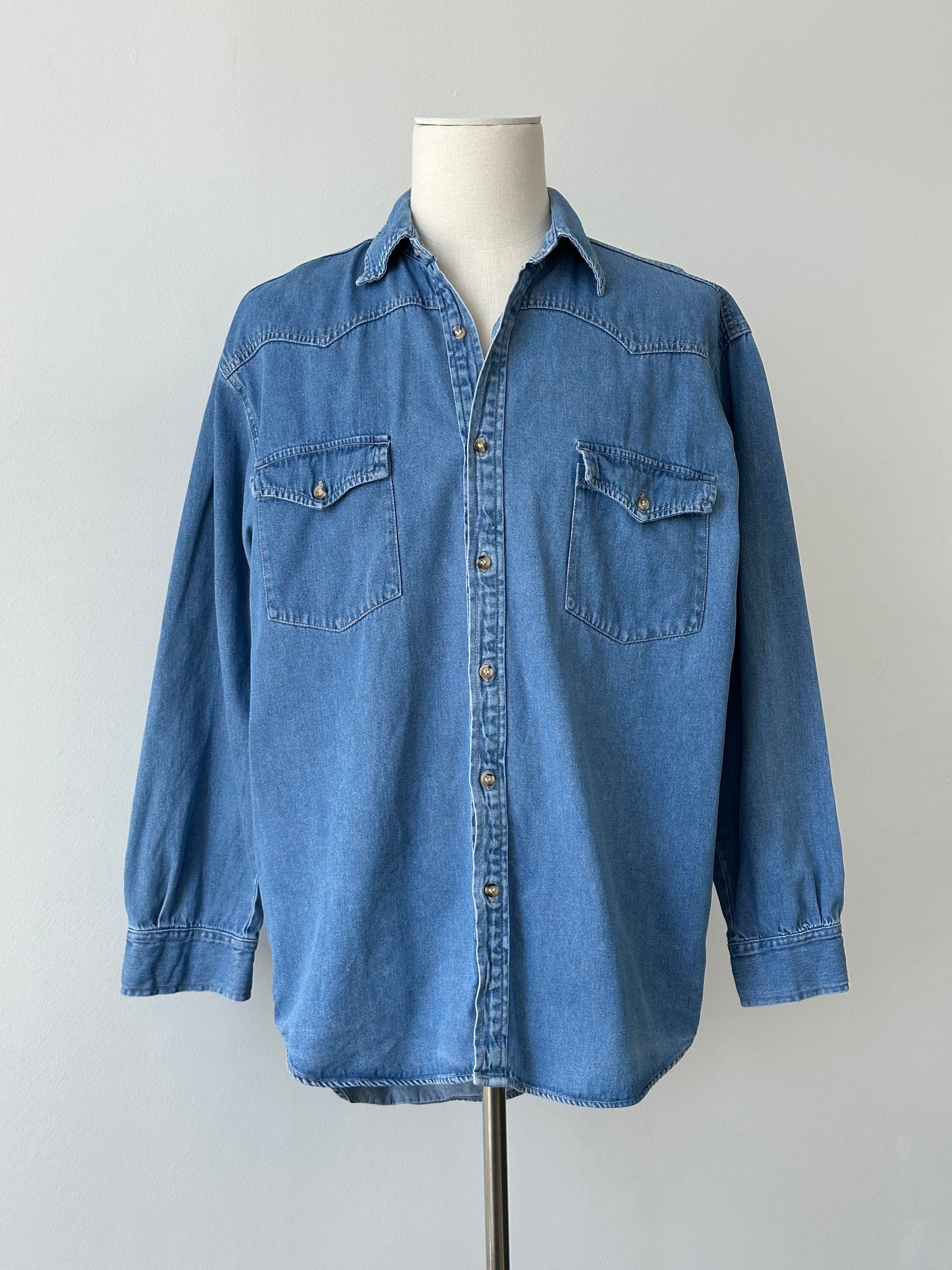 Vintage 1990s Pure Cotton Denim Shirt - L