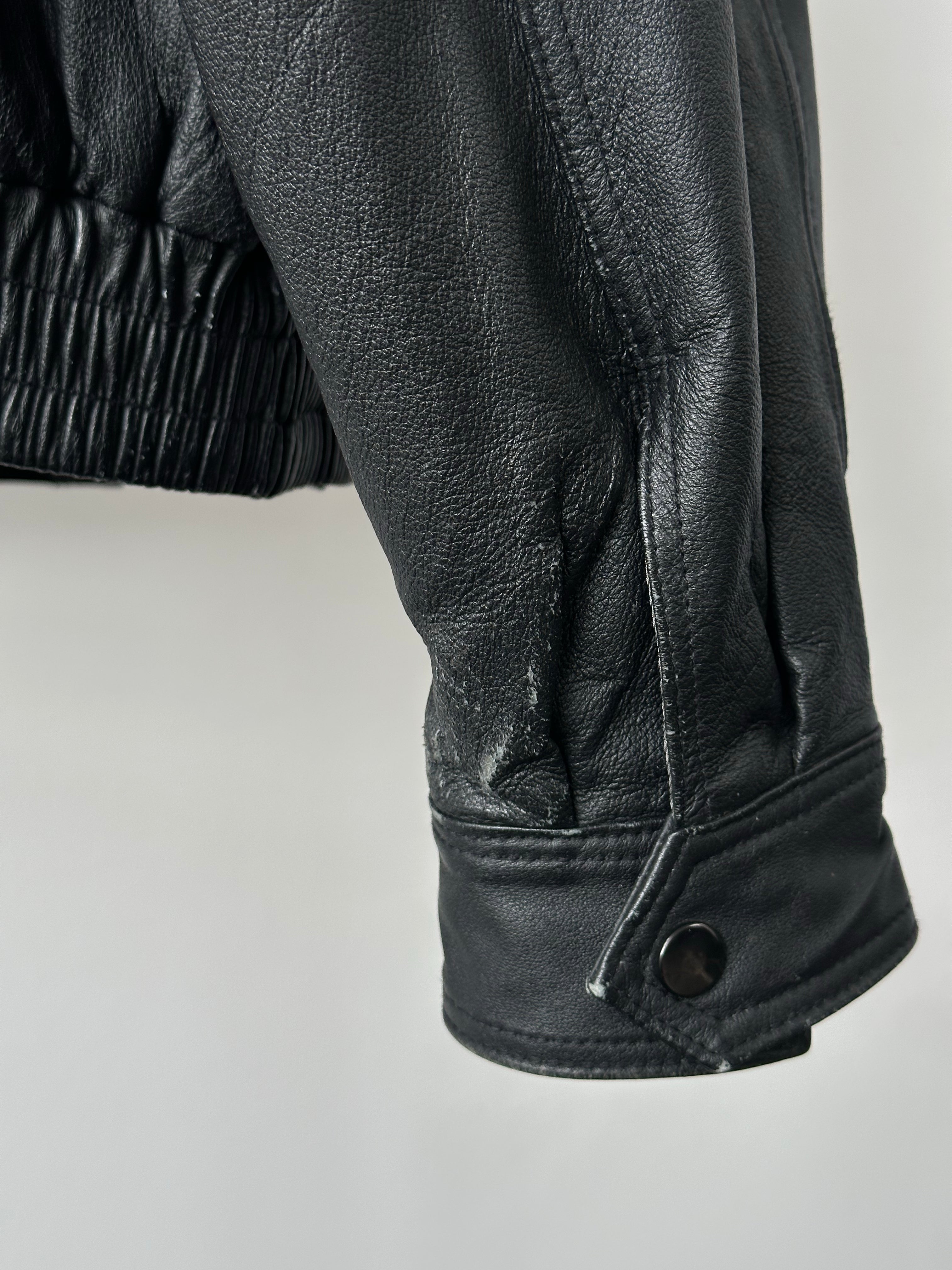 Vintage 1990s Boxy Leather Bomber Jacket - XL/XXL