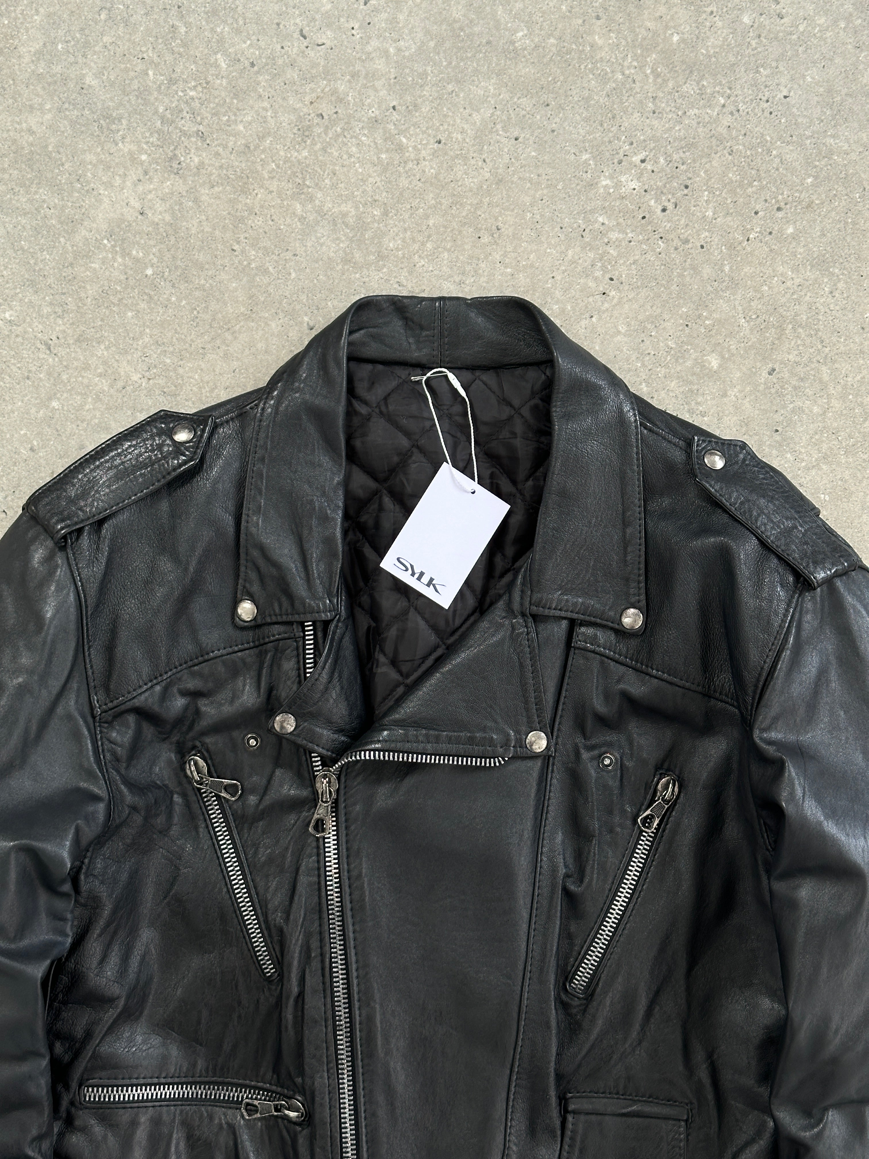 Vintage Leather Biker Jacket - M/L - SYLK